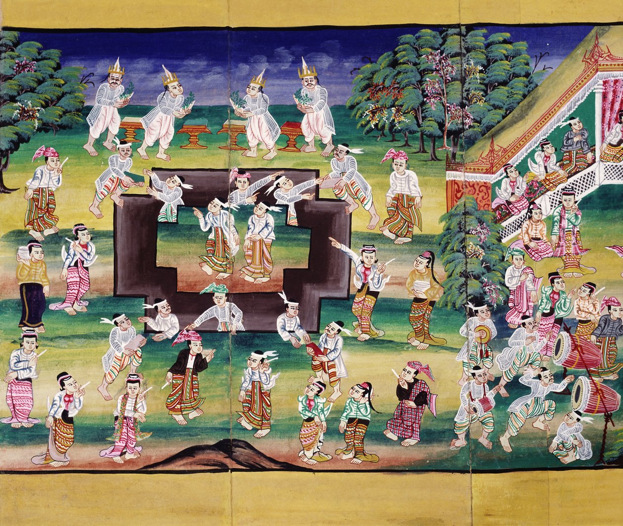 Scena di merito, pagina da un manoscritto da Burmese School