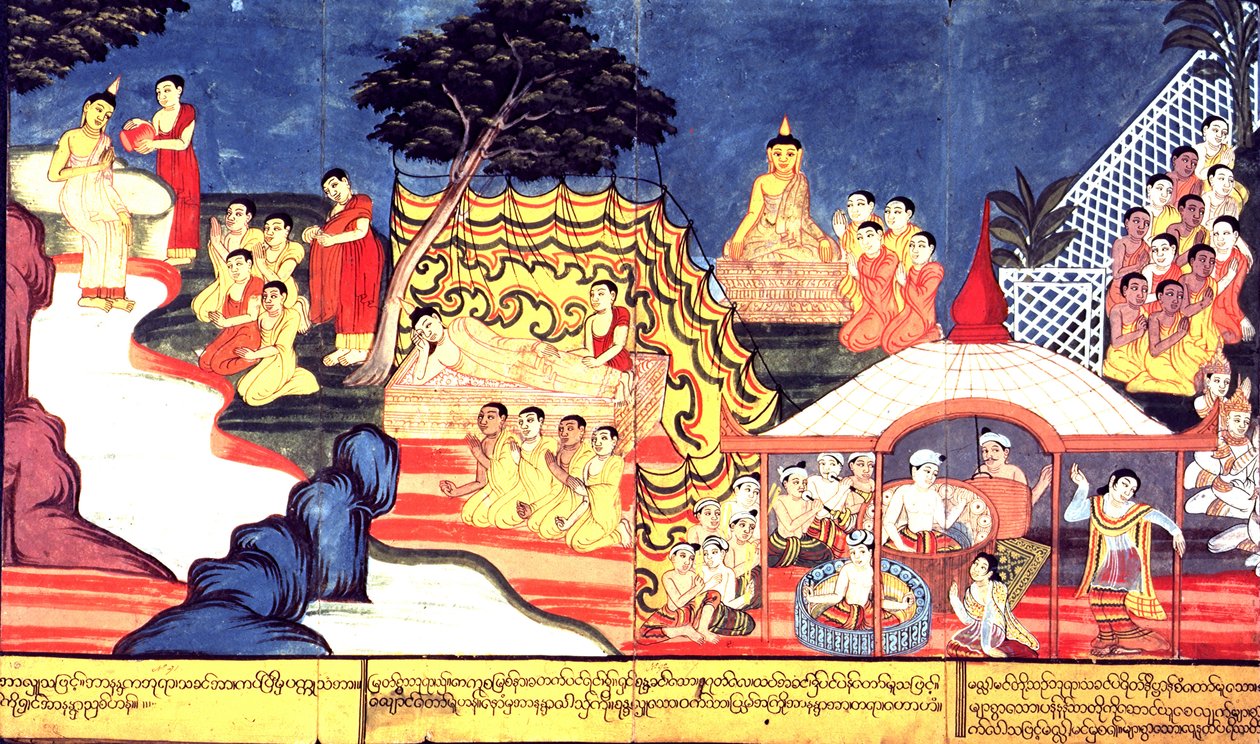 Il Buddha si lava, c.1800-20 da Burmese School