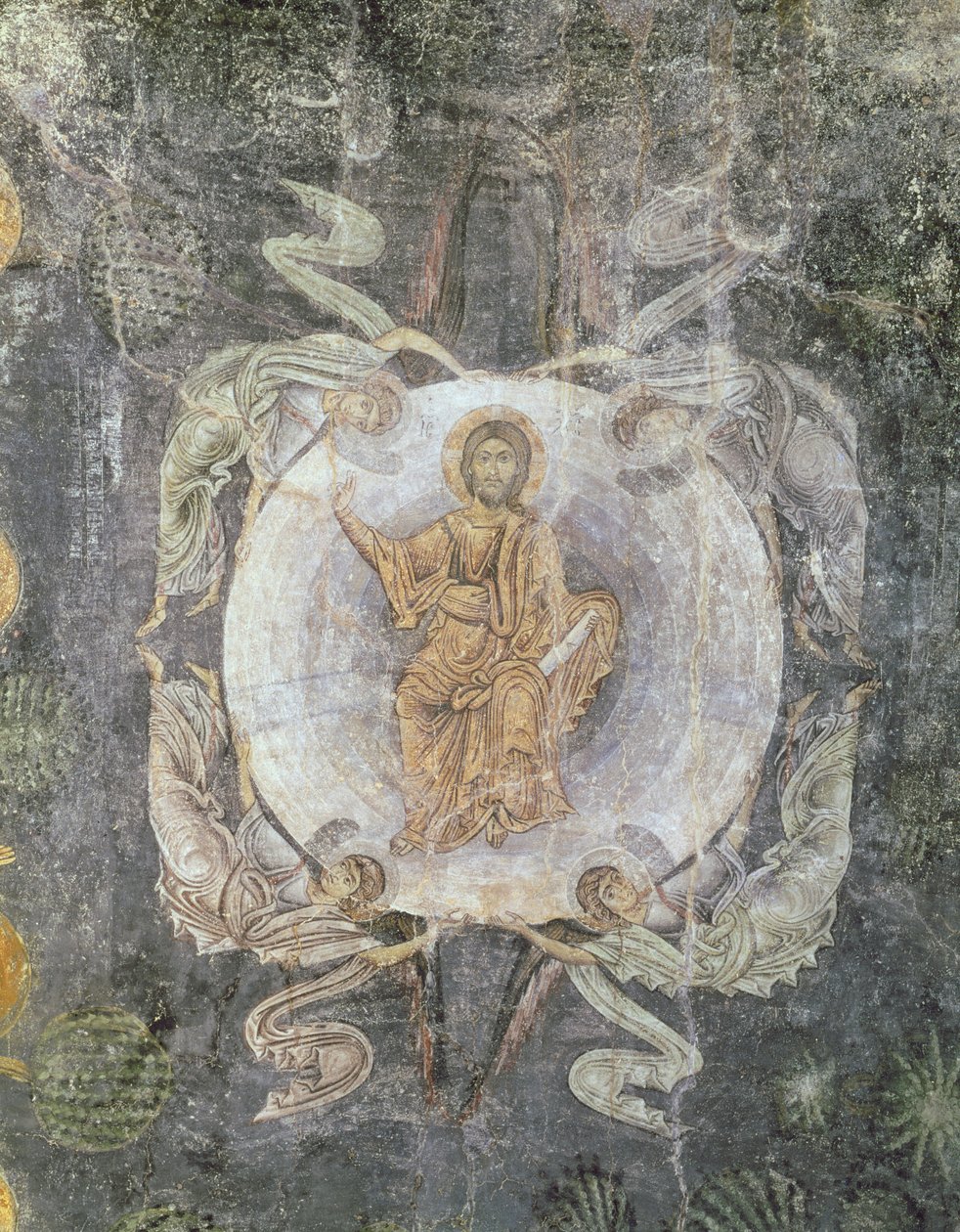 Cristo in Maestà circondato da quattro angeli, dipinto sul soffitto, XI-XIV secolo da Byzantine