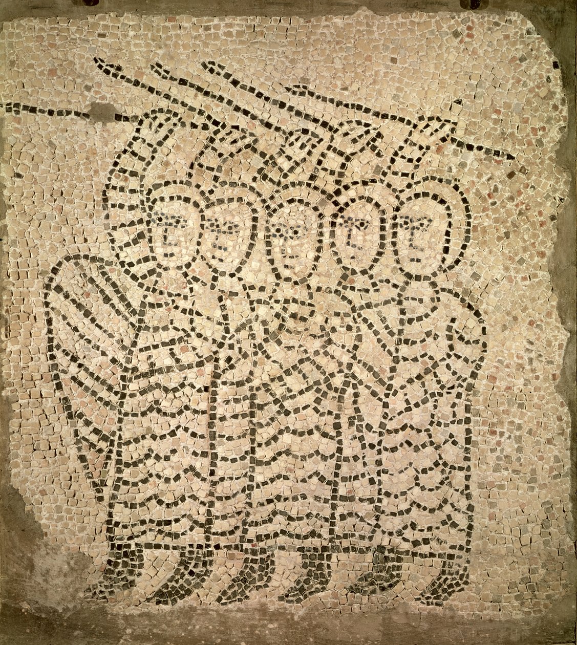 Pflaster von St. Johannes dem Evangelisten, Detail von fünf Kreuzfahrern, 1213 von Byzantine