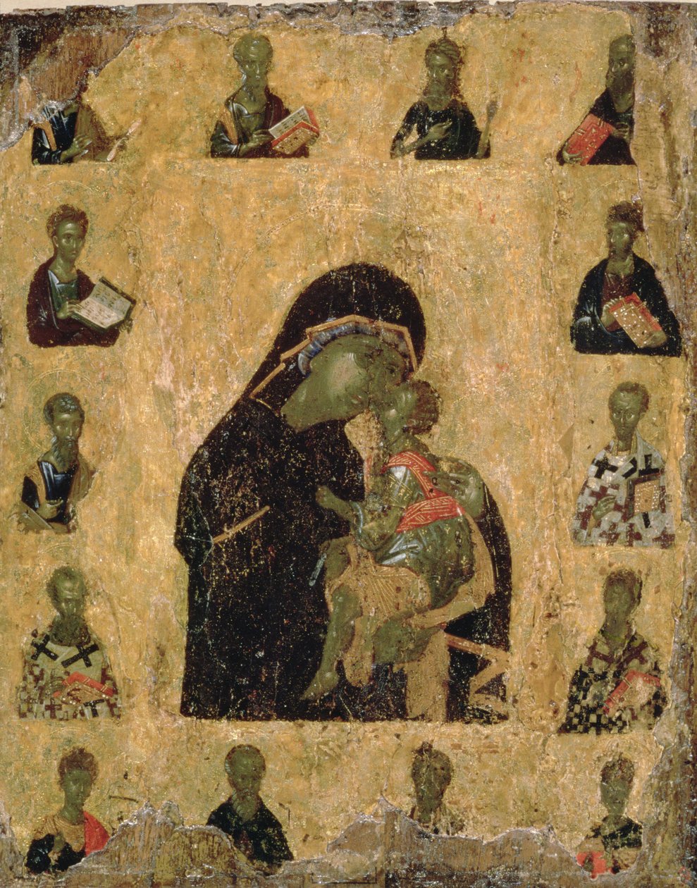 Vergine della tenerezza con i santi, 1350-1400 da Byzantine