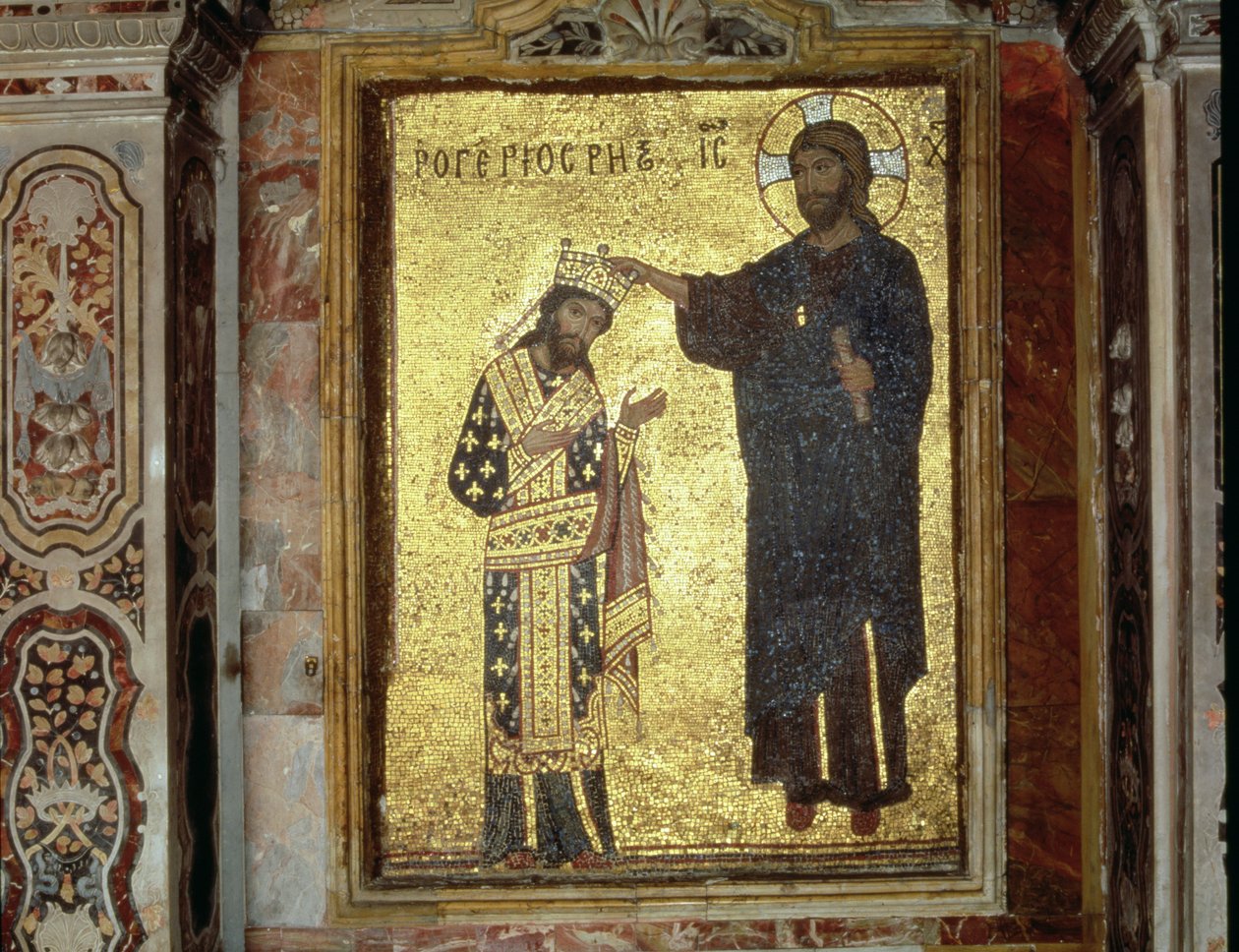 Cristo incorona il re Ruggero II di Sicilia (1093-1154) da Byzantine School