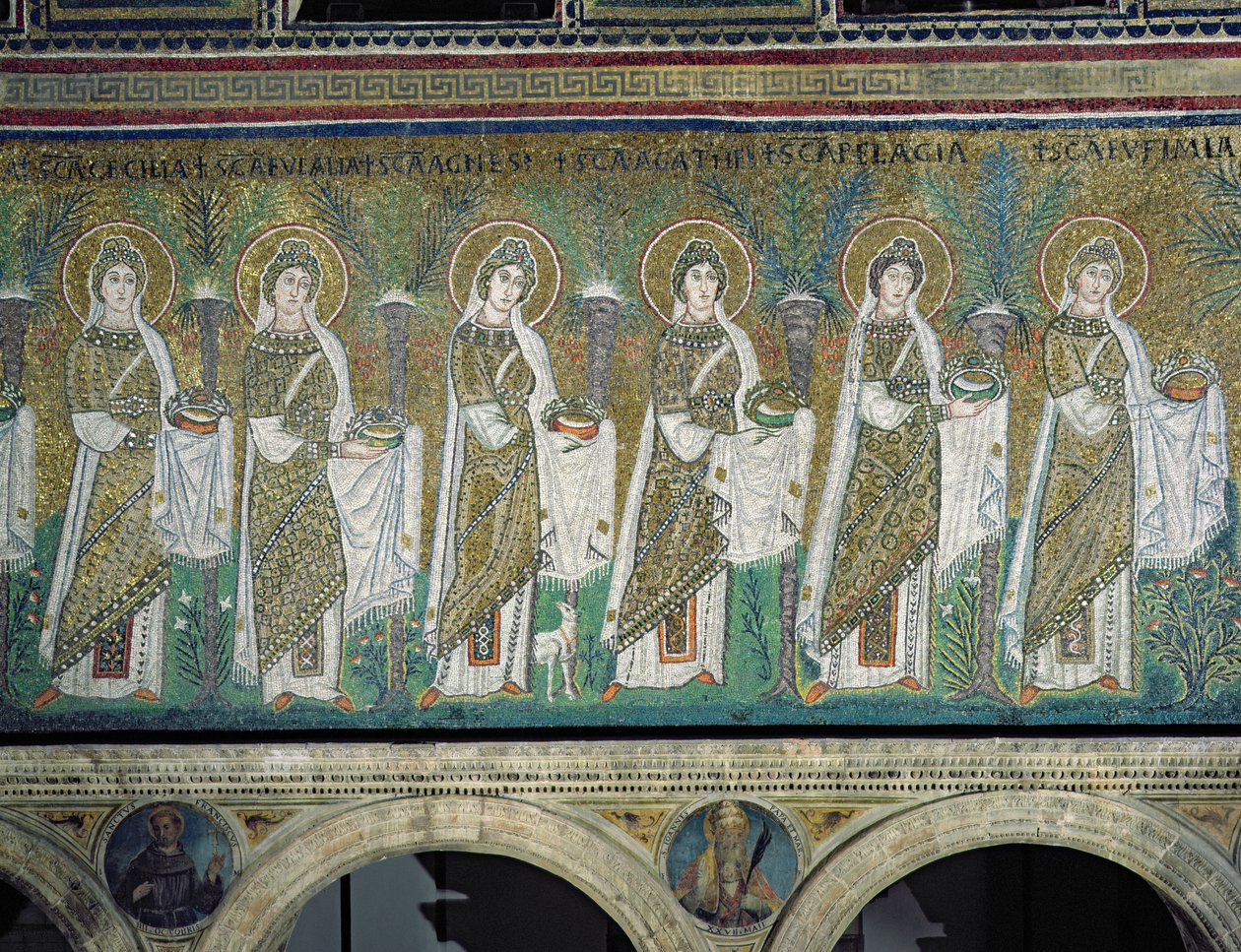 Gruppo di vergini martiri (mosaico) da Byzantine School