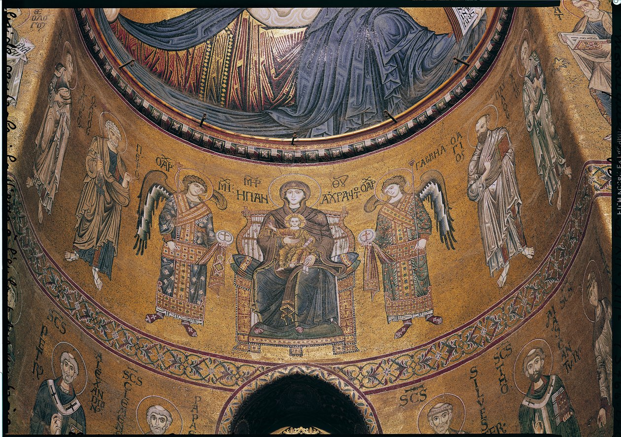 Madonna col Bambino in trono con angeli e apostoli, dall