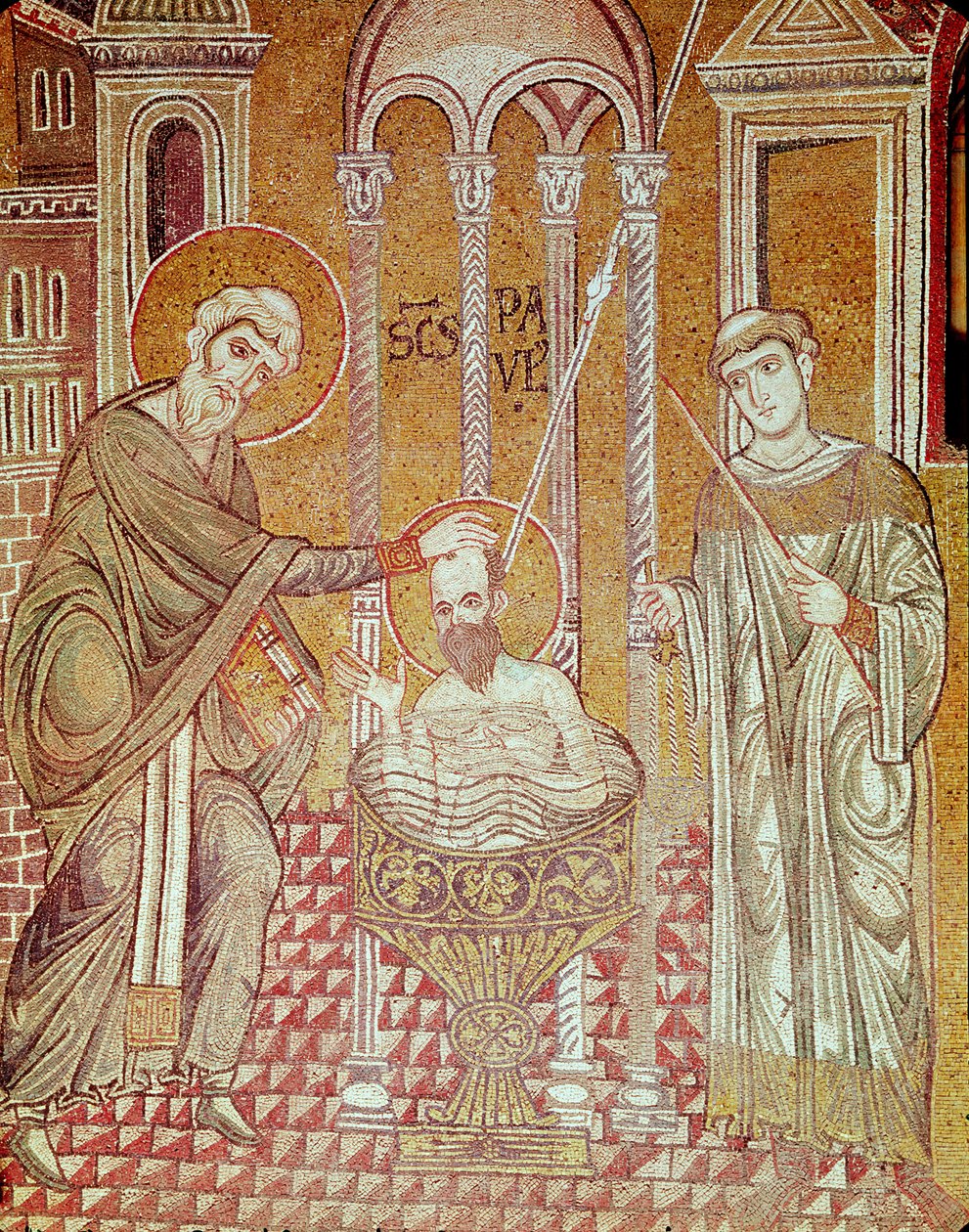 Il battesimo di San Paolo da parte di Anania, da Scene della vita di San Paolo (mosaico) da Byzantine School