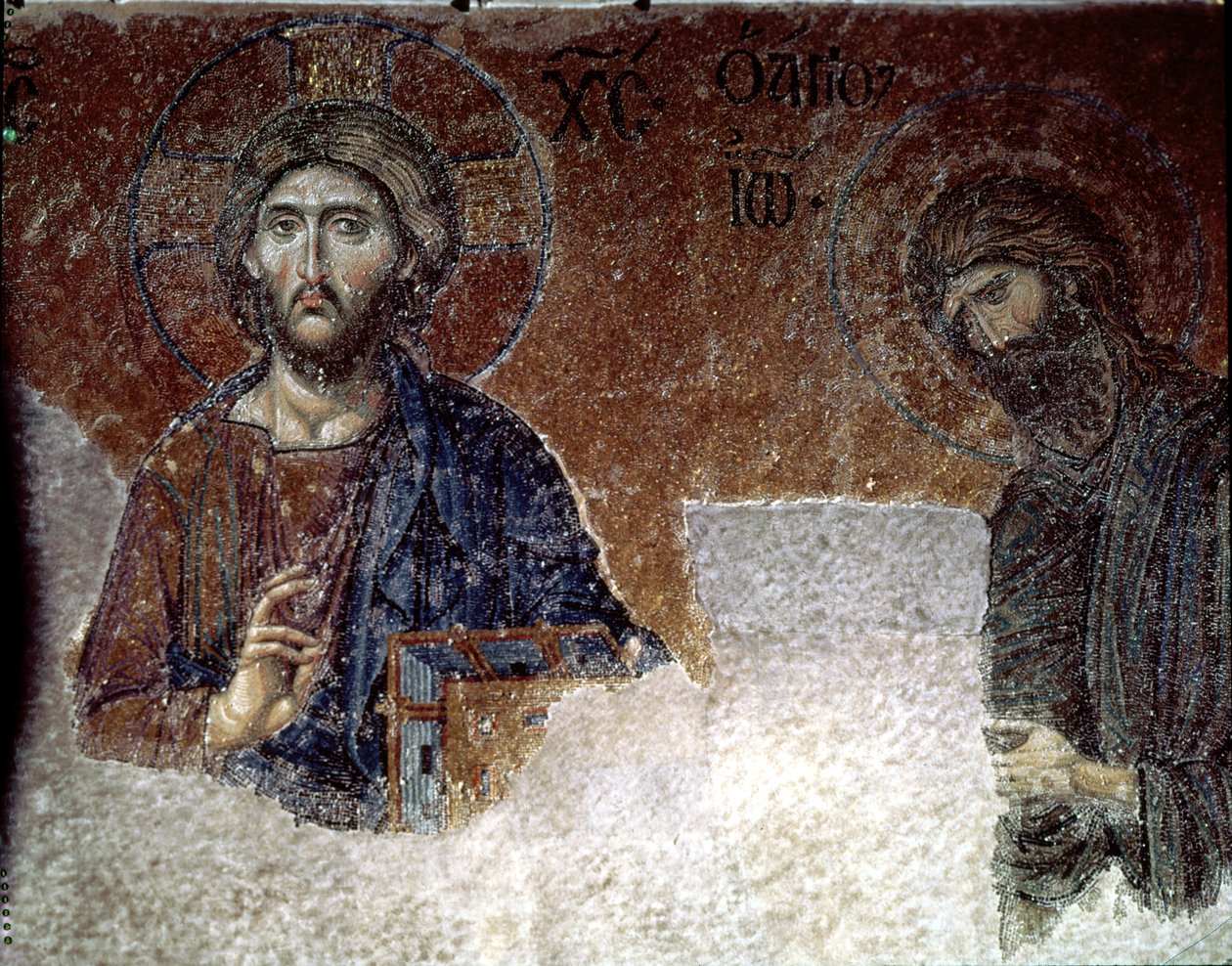Cristo e San Giovanni Battista in Hagia Sophia (mosaico) da Byzantine