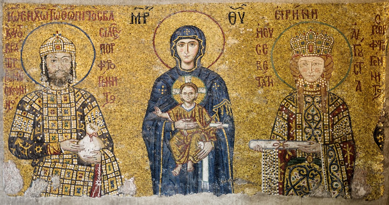 Mosaico Comneno che raffigura la Madonna con Bambino, Hagia Sophia, Turchia da Byzantine