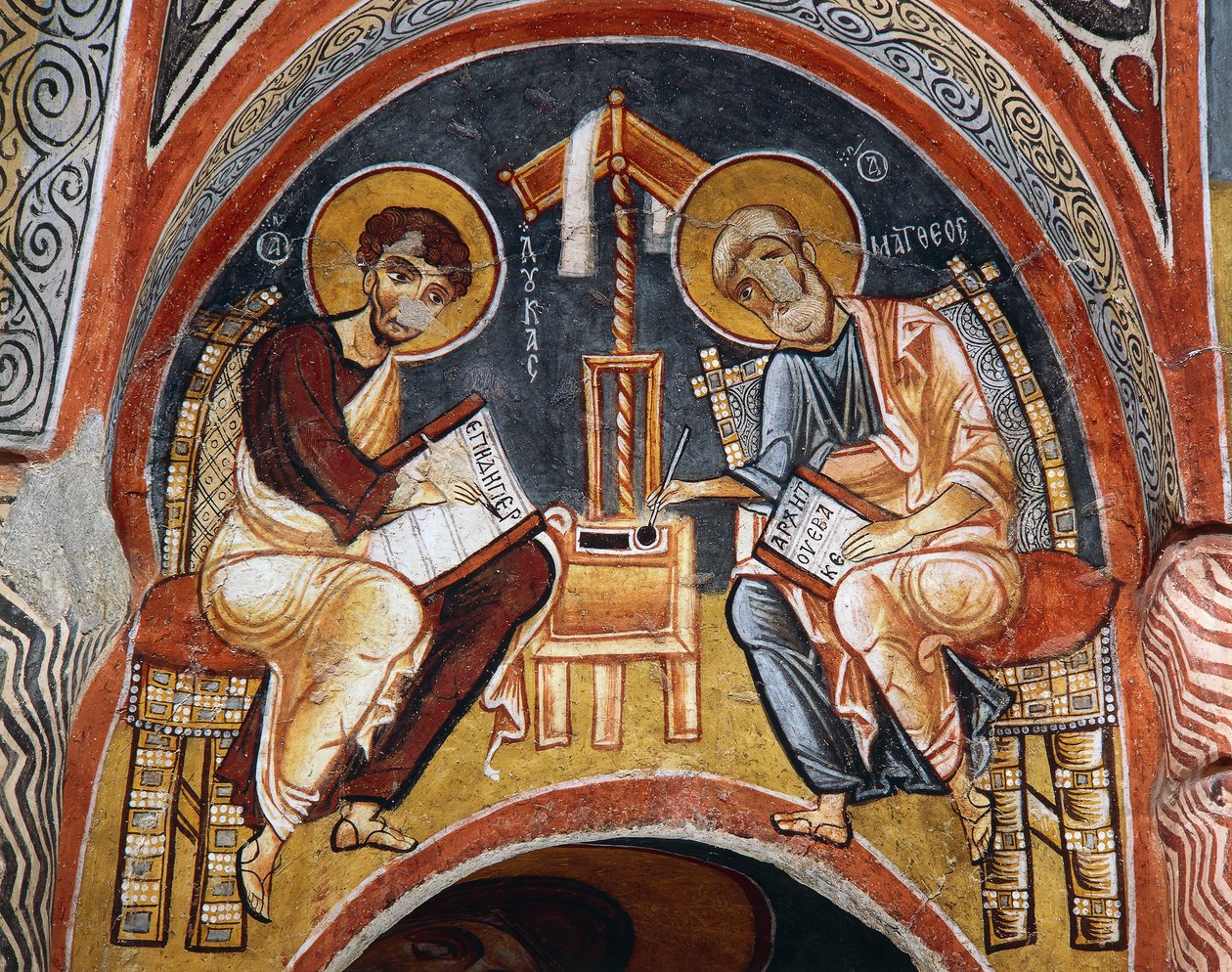 Evangelisti Marco e Giovanni che scrivono i Vangeli, Karanlik Kilise (Chiesa Oscura) (XII-XIII secolo), Goreme (Patrimonio dell