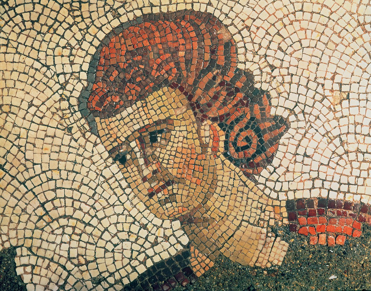 Testa di un soldato romano, pavimento del Gran Palazzo Imperiale, Costantinopoli, V-VI secolo da Byzantine