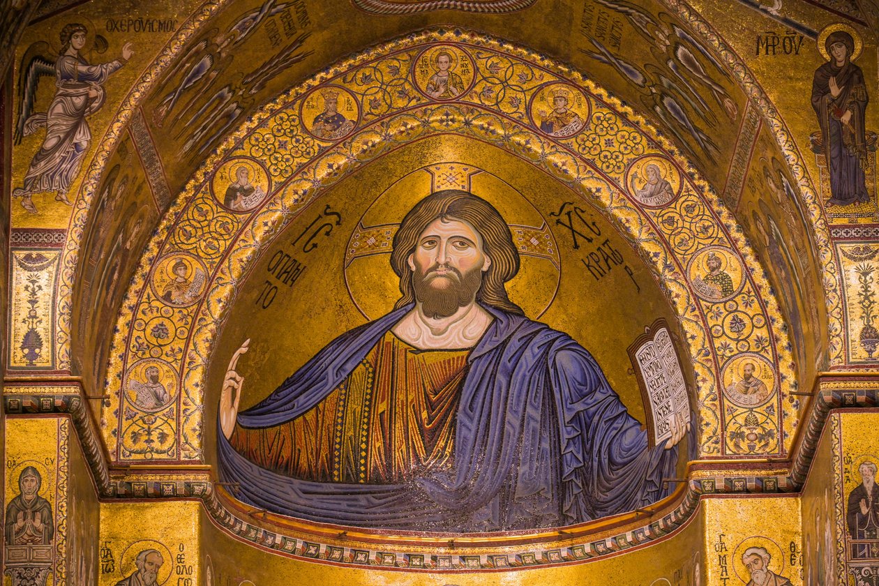 Immagine di Gesù, Cattedrale di Santa Maria Nuova, Monreale, Sicilia, Italia da Byzantine