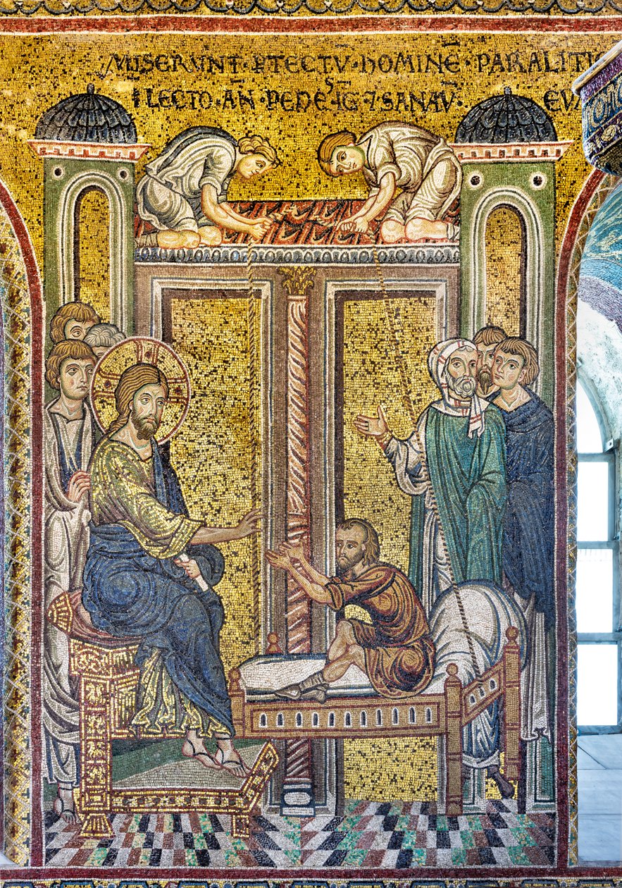 Gesù guarisce il paralitico, mosaico bizantino, Episodi della vita di Cristo, XII-XIII secoli da Byzantine