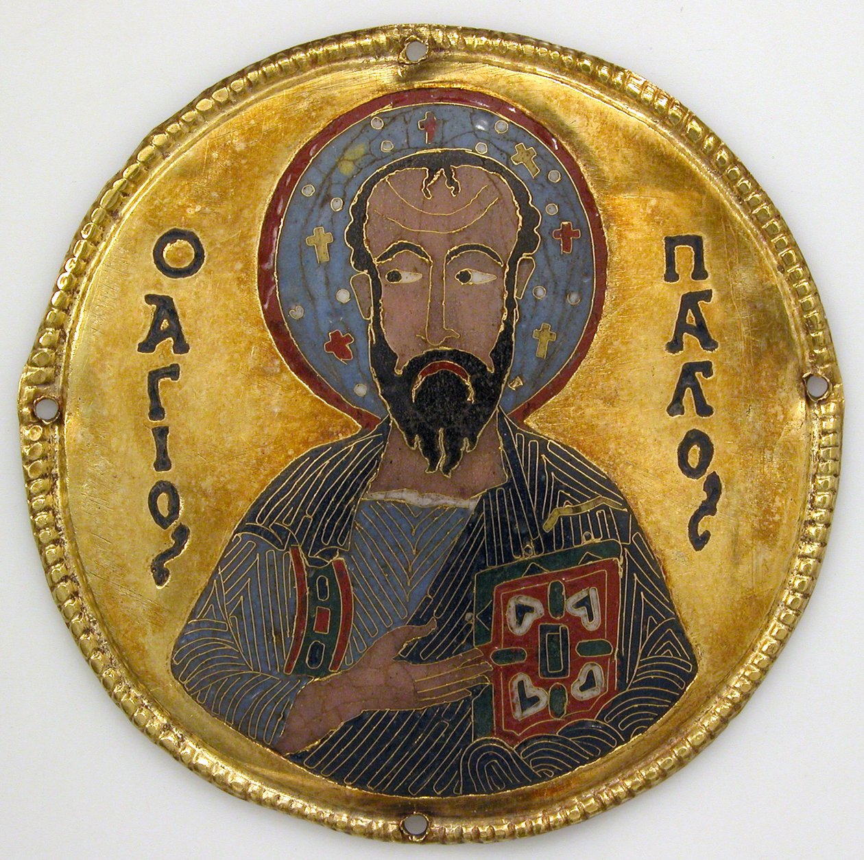 Medaglione con San Paolo da una cornice di icona, c.1100 (oro, argento e smalto cloisonné) da Byzantine