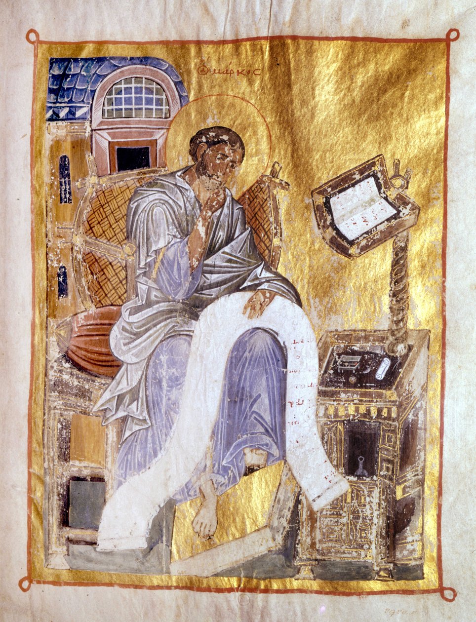 San Marco rappresentato in un manoscritto bizantino del XIII secolo, Londra, Victoria and Albert Museum da Byzantine