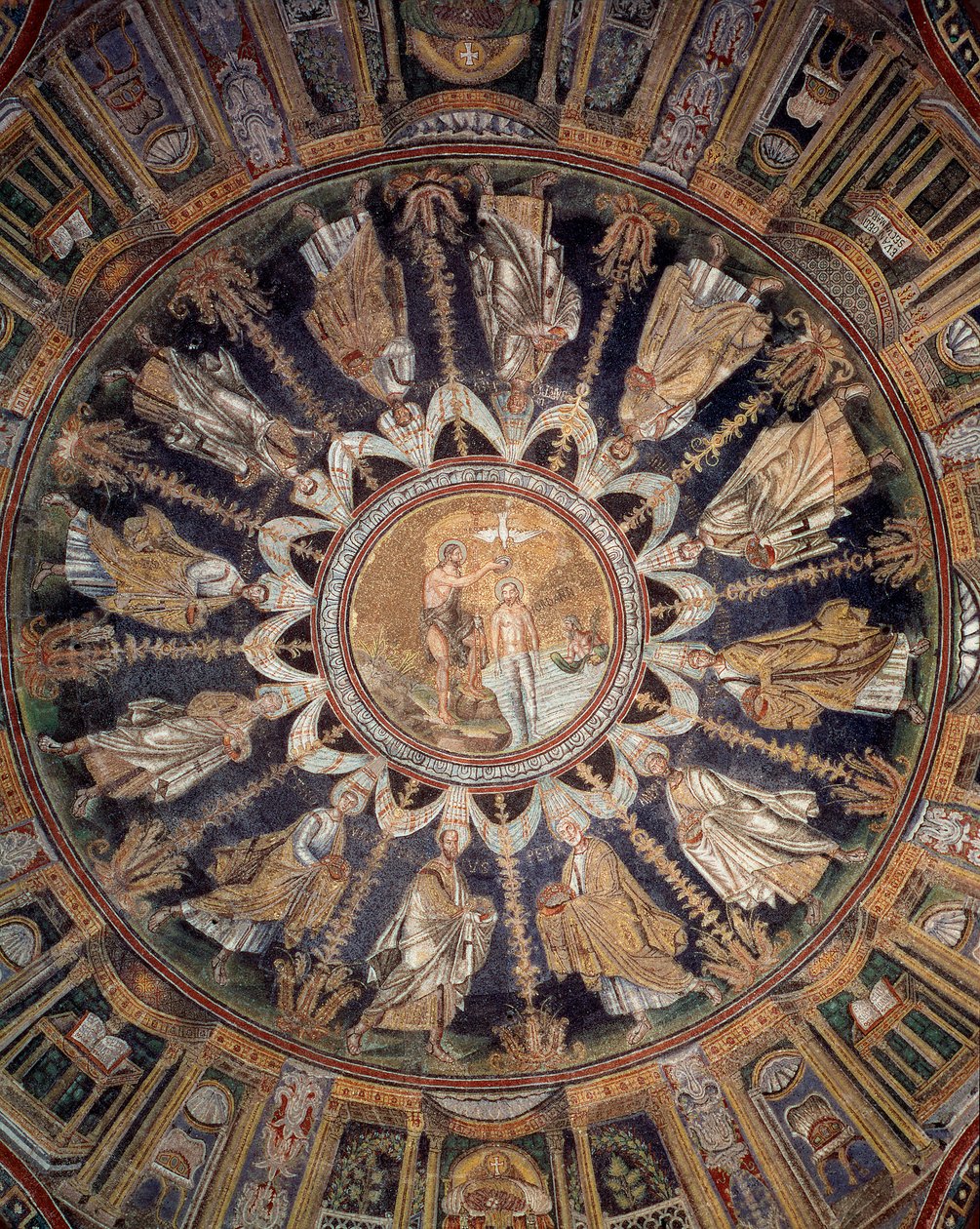 Gli apostoli (mosaico del soffitto, 400-450) da Byzantine