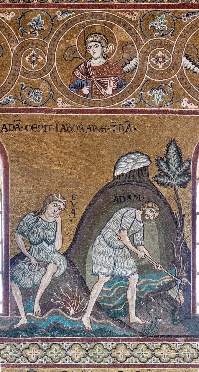 Le fatiche e il lavoro di Adamo ed Eva, mosaico bizantino, Ciclo dell