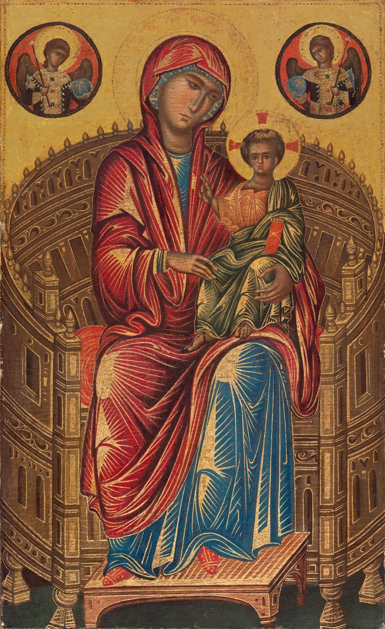 Madonna col Bambino su un trono curvo da Byzantine 13th Century