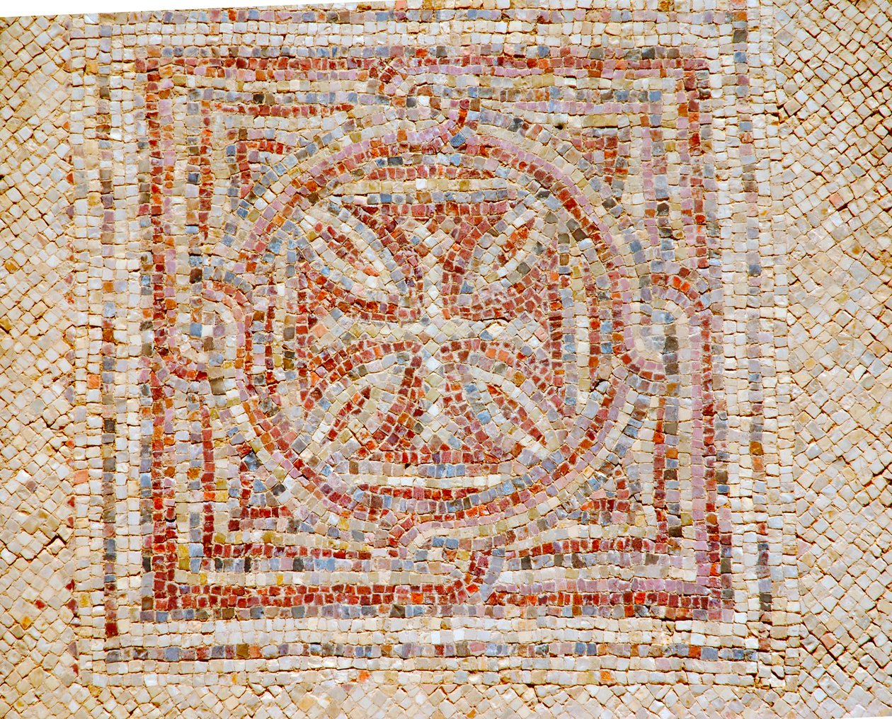 Dettaglio di una croce dal pavimento a mosaico della chiesa bizantina di Shoham, Israele, c.V secolo d.C. (mosaico) da Byzantine Byzantine