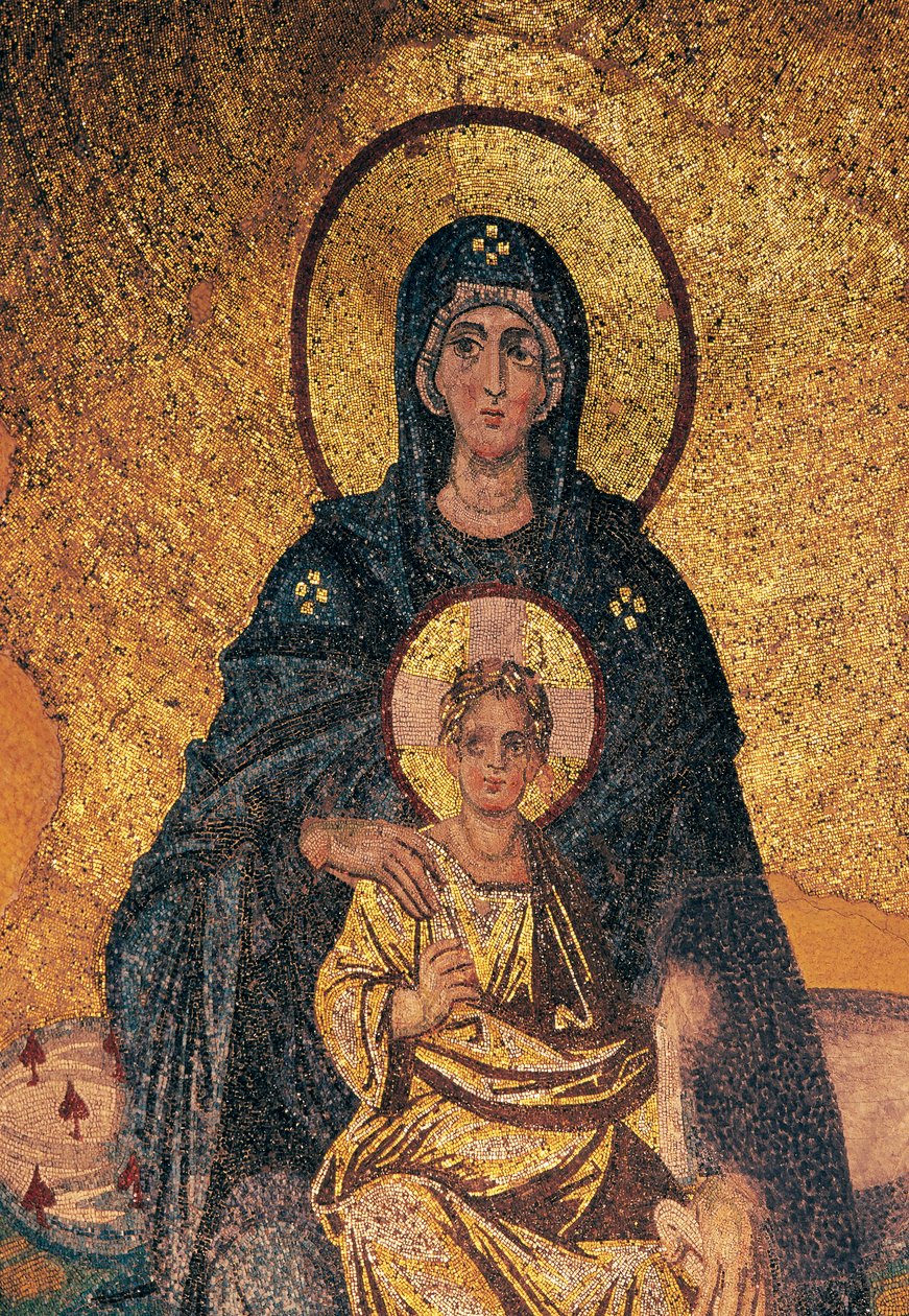 Vergine e Bambino in trono (mosaico) da Byzantine Byzantine
