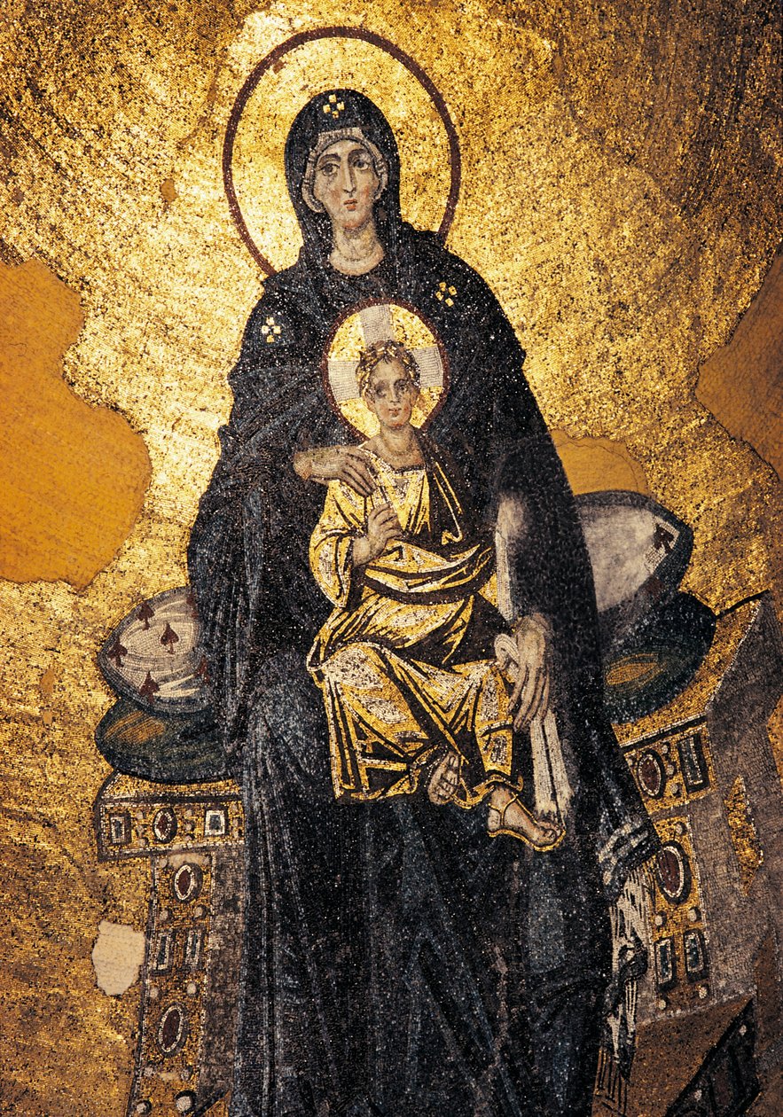 Vergine e Bambino in trono (mosaico) da Byzantine Byzantine