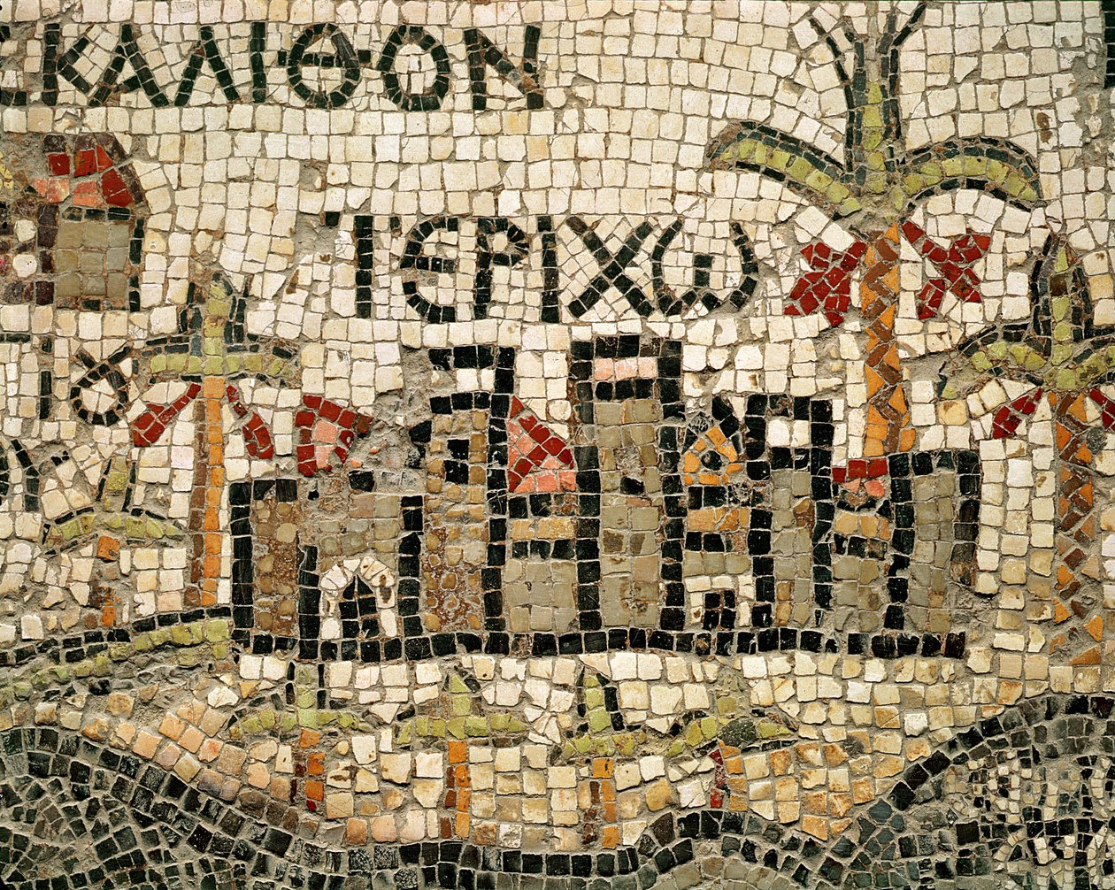 (dettaglio) di una mappa di Gerico da Byzantine School