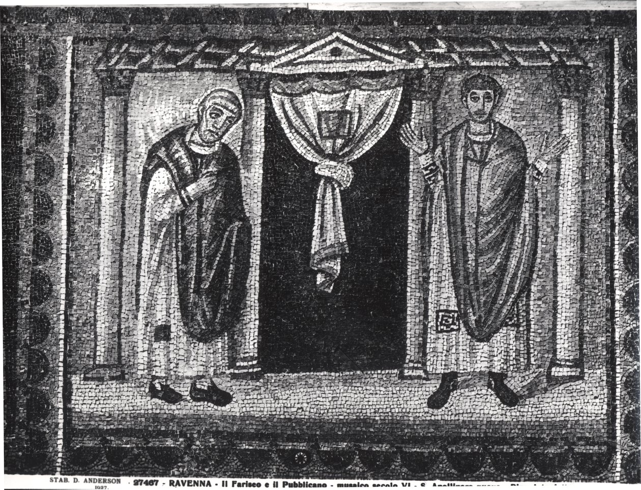 Parabola del Fariseo e del Pubblicano (mosaico) da Byzantine School