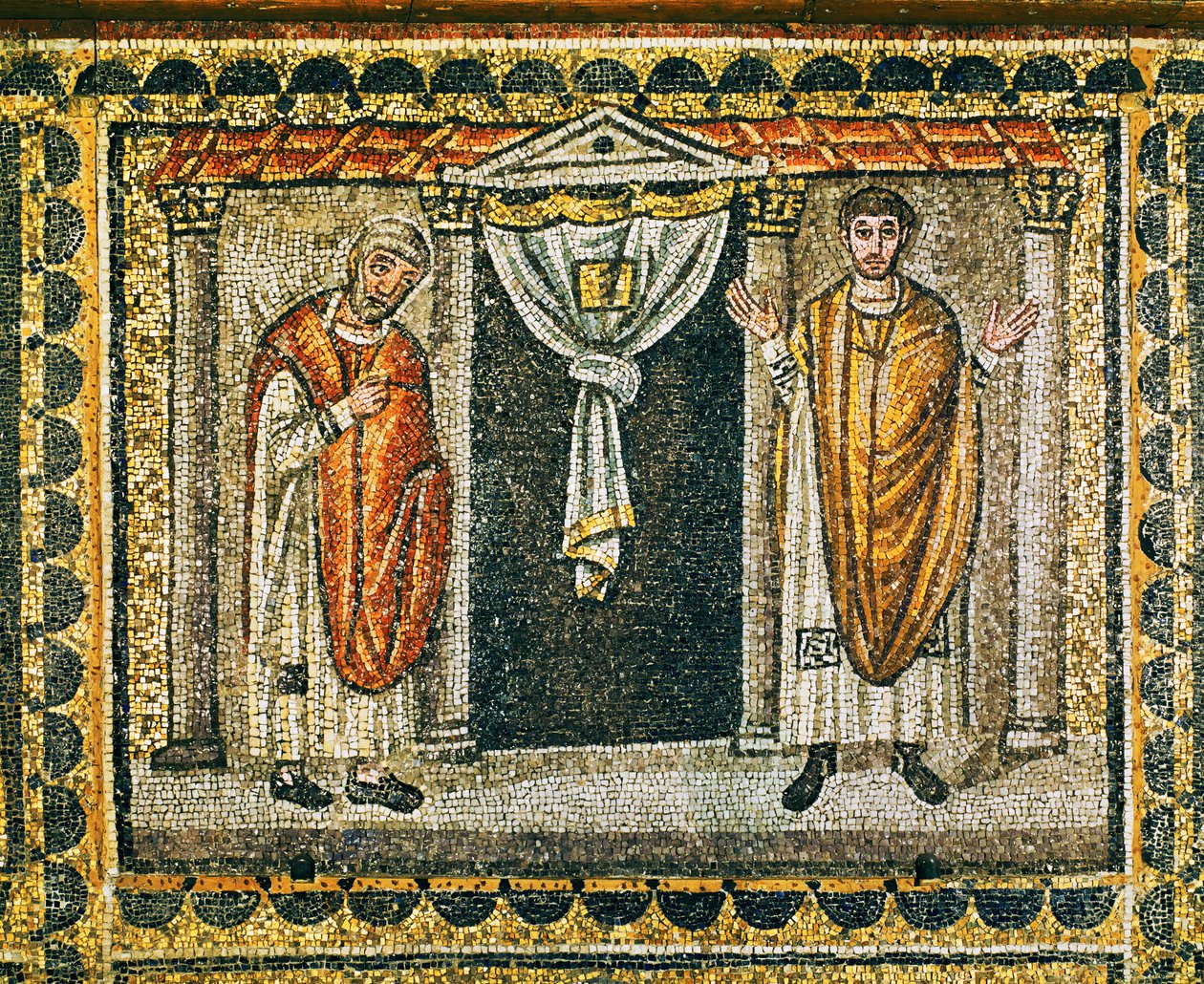 Parabola del fariseo e del pubblicano, VI secolo (mosaico) da Byzantine School
