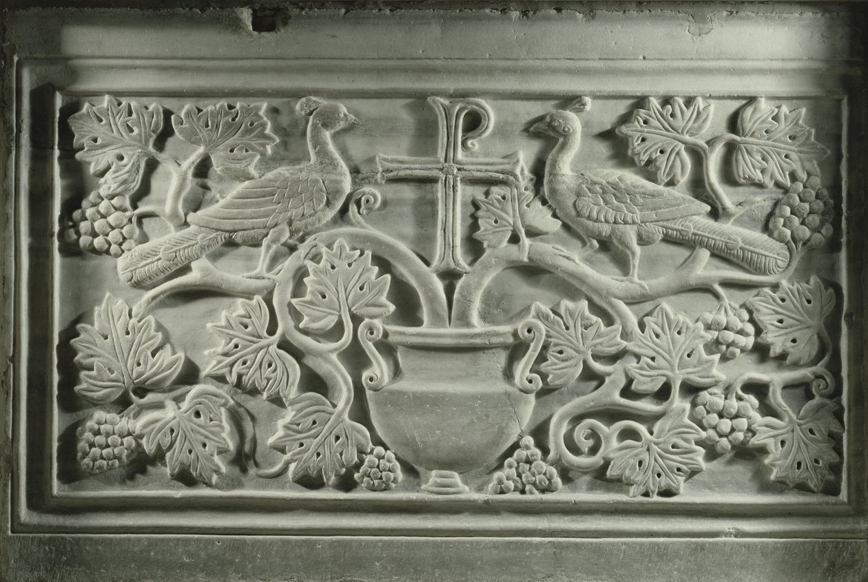 Pavoni e viti (marmo) da Byzantine School