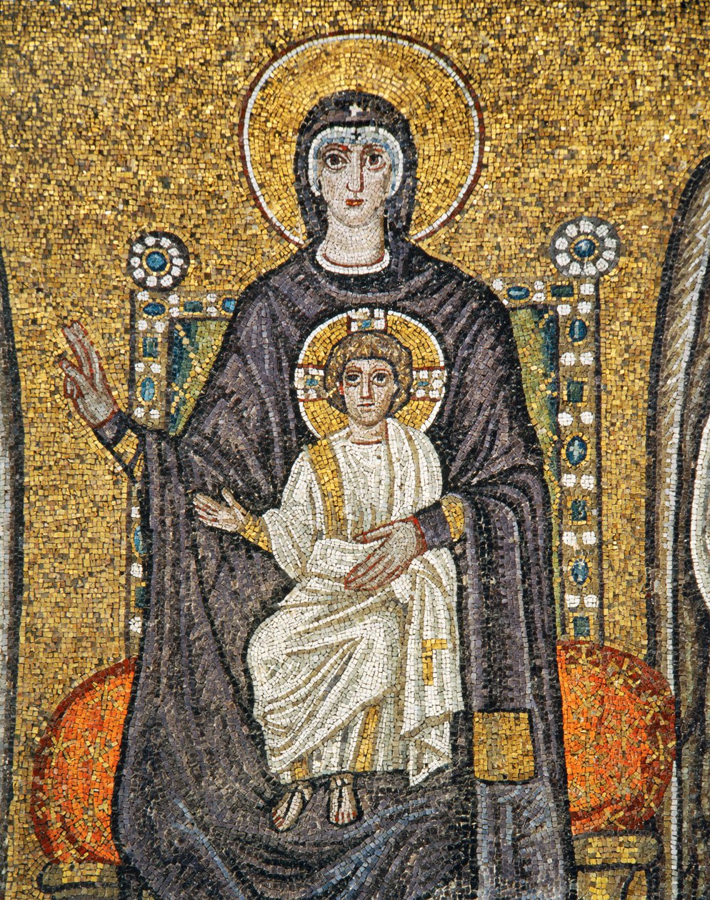 La Vergine con il Bambino (particolare), VI secolo (mosaico) da Byzantine School