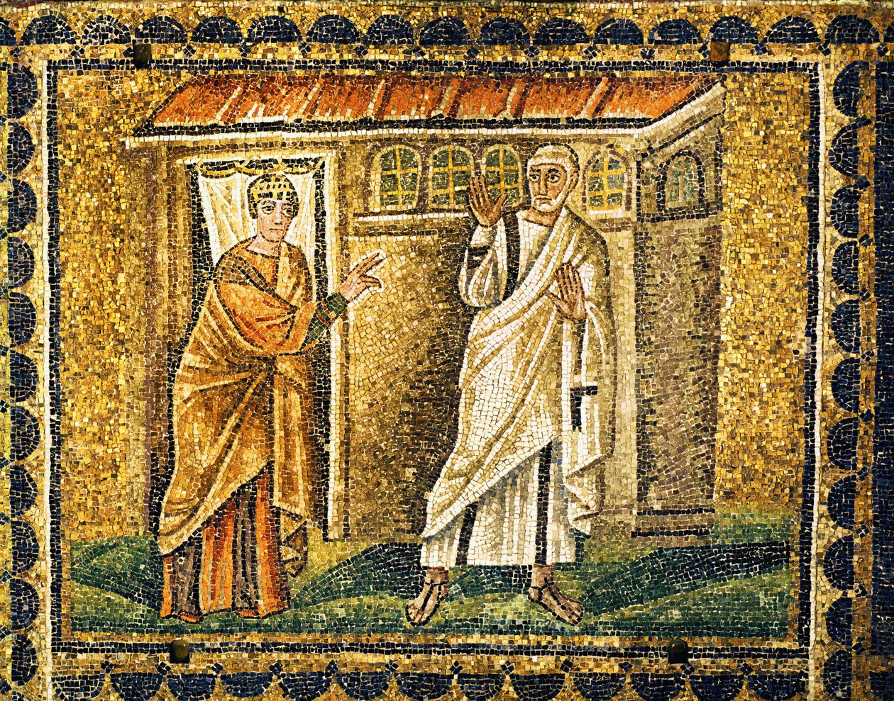 Il portiere riconosce San Pietro, VI secolo (mosaico) da Byzantine School