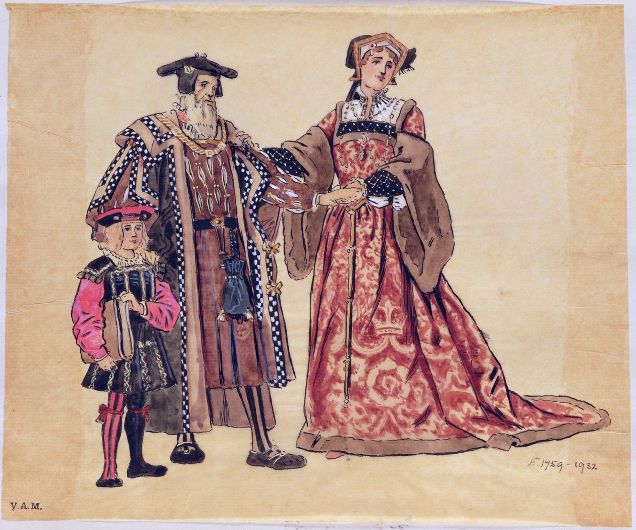 Rosalind e il vecchio duca, costume per Come vi piace, prodotto da R. Courtneidge al Princes Theatre, Manchester da C. Wilhelm