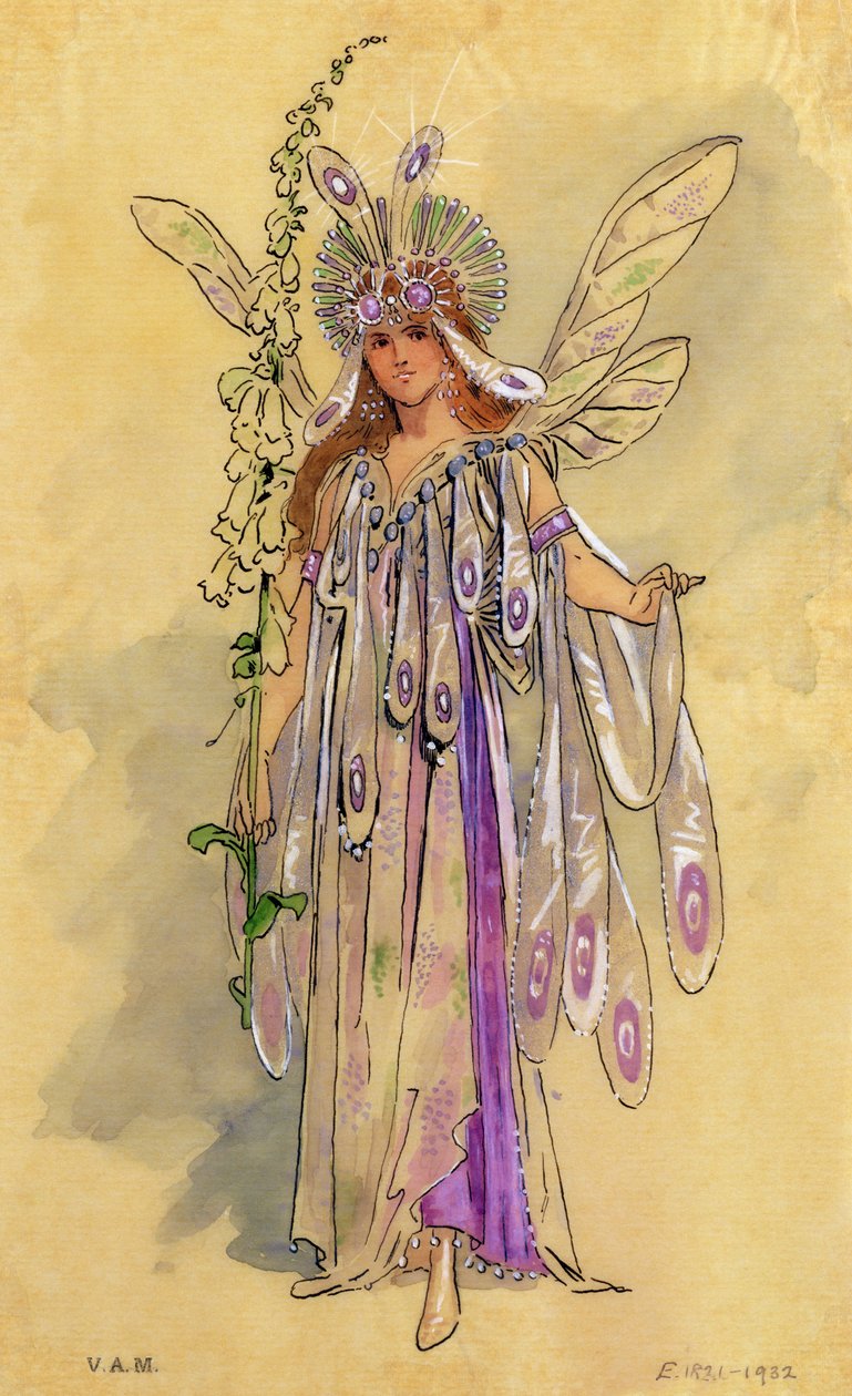 Titania, regina delle fate. Costume design per Sogno di una notte di mezza estate prodotto da Robert Courtneidge al Princes Theatre, Manchester da C. Wilhelm