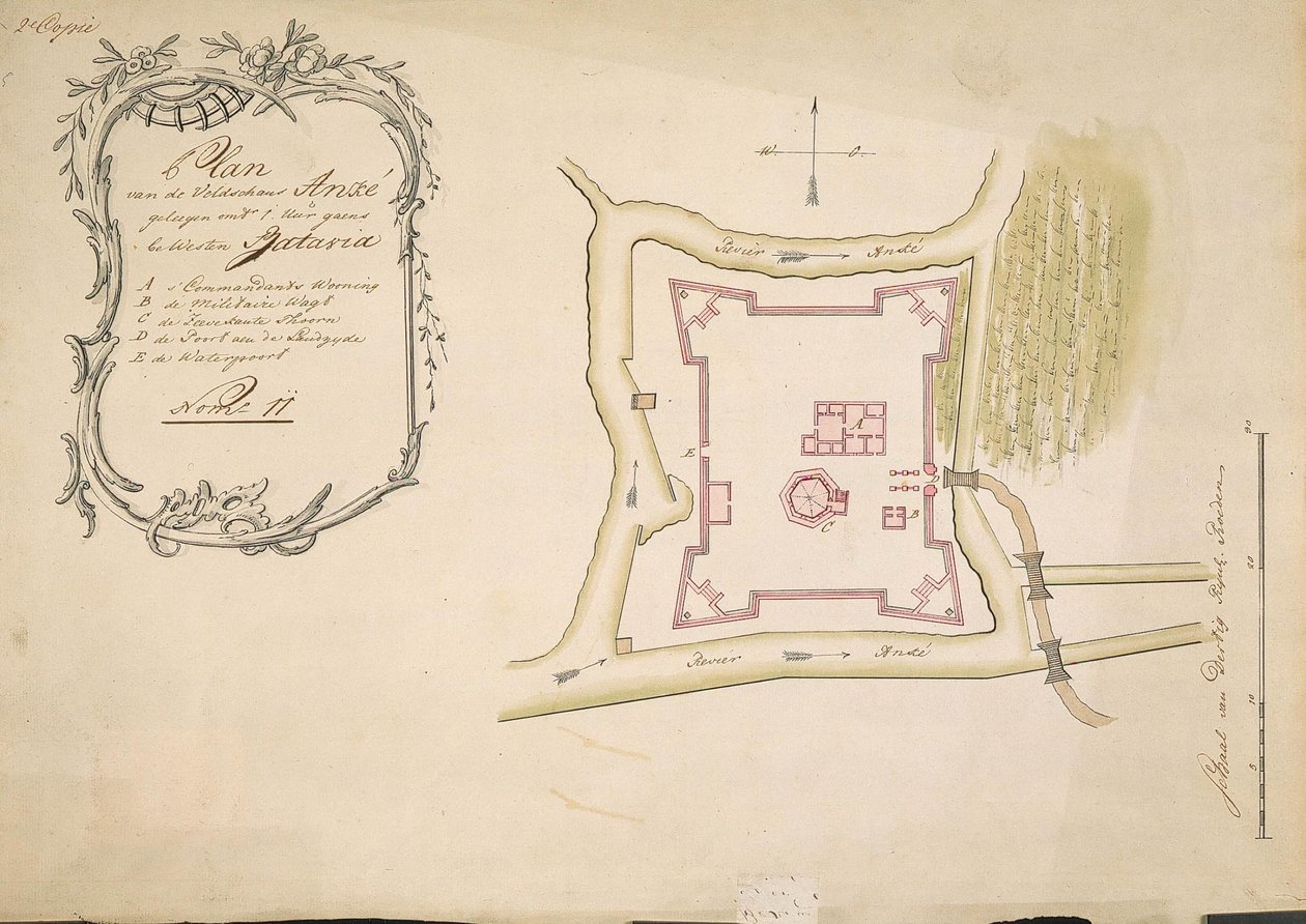 Mappa della fortificazione di Anke da C.A. Luepken