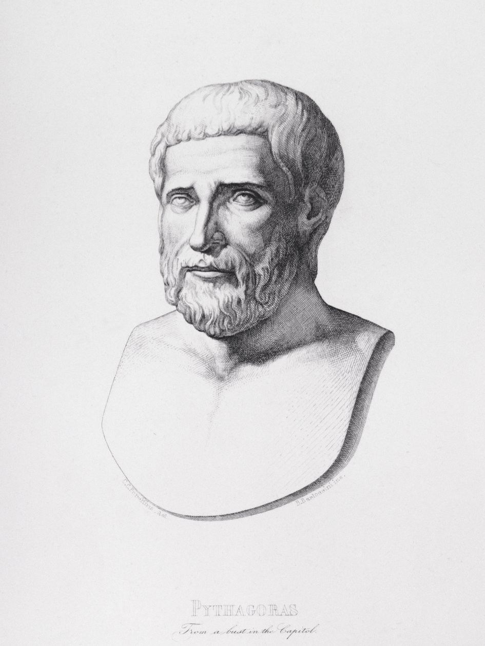 Ritratto di Pitagora (c.580-500 a.C.) inciso da B.Barloccini, 1849 da C.C Perkins