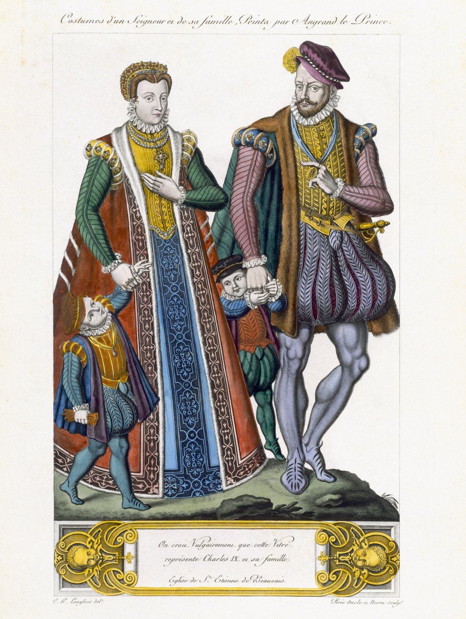 Costumi di un signore e della sua famiglia, inciso da Amedee Peree da C.H. Langlois