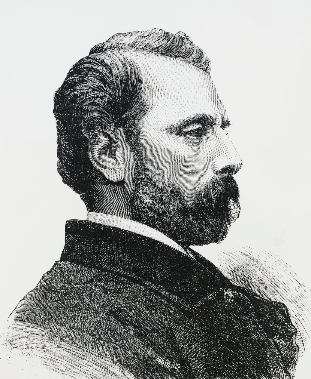 Ritratto di Agostino Bertani (1812-1886) nel 1860, medico e patriota italiano, incisione da J.B. and Brown J. Rowbotham