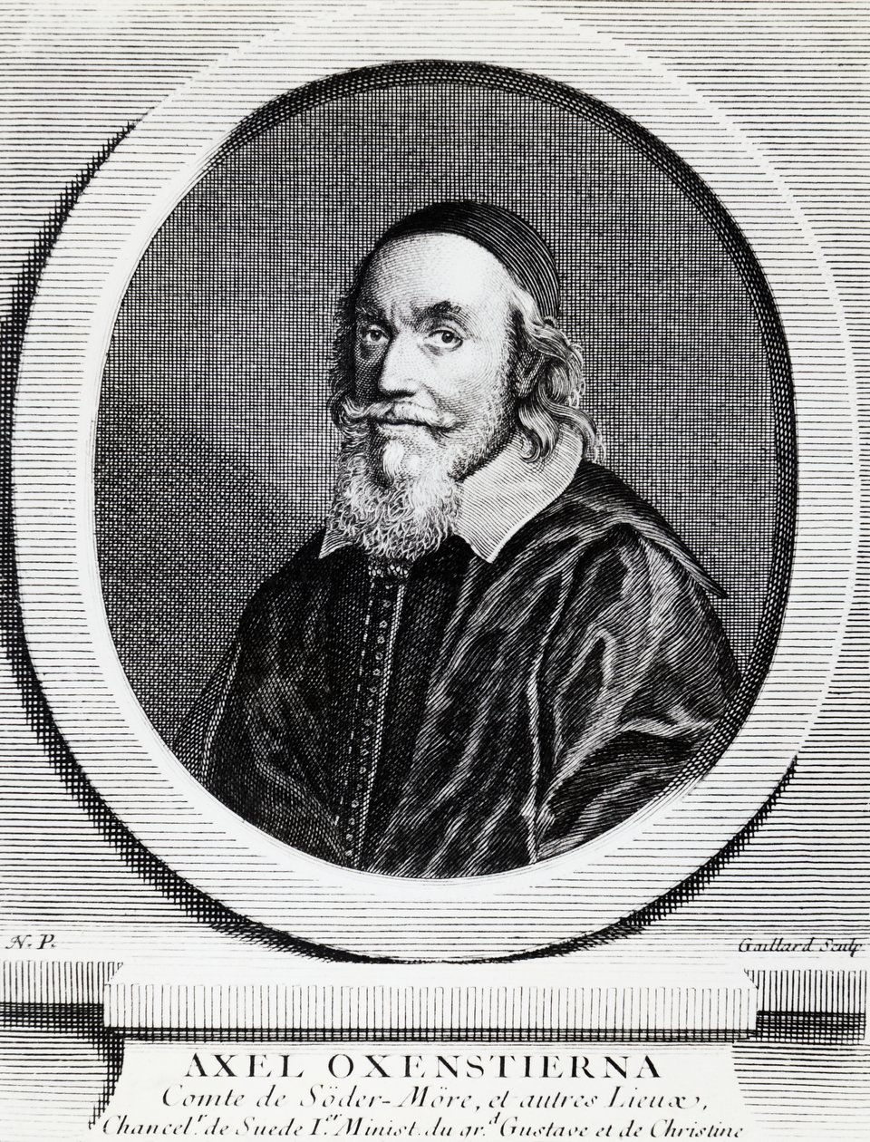 Ritratto di Axel Oxenstierna Gustafsson (1583-1654), Cancelliere del Regno di Svezia, incisione da J.B. and Brown J. Rowbotham