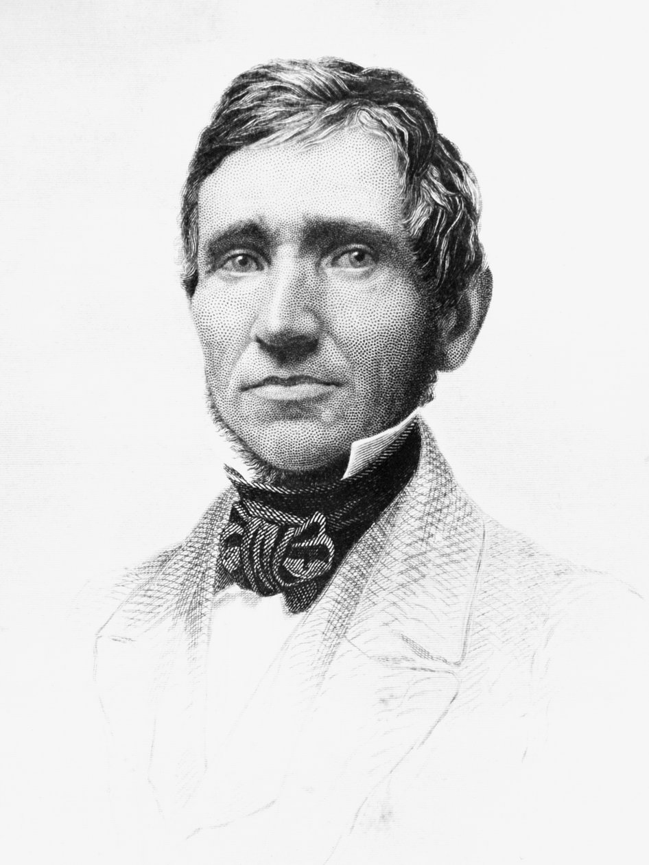 Ritratto di Charles Goodyear (1800-1860), chimico e inventore autodidatta americano che sviluppò la gomma vulcanizzata, incisione da J.B. and Brown J. Rowbotham
