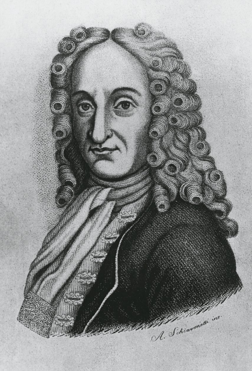 Ritratto di Pietro Antonio Michelotti (1673-1740), medico e iatromatematico italiano, incisione di Schiavonetti da J.B. and Brown J. Rowbotham