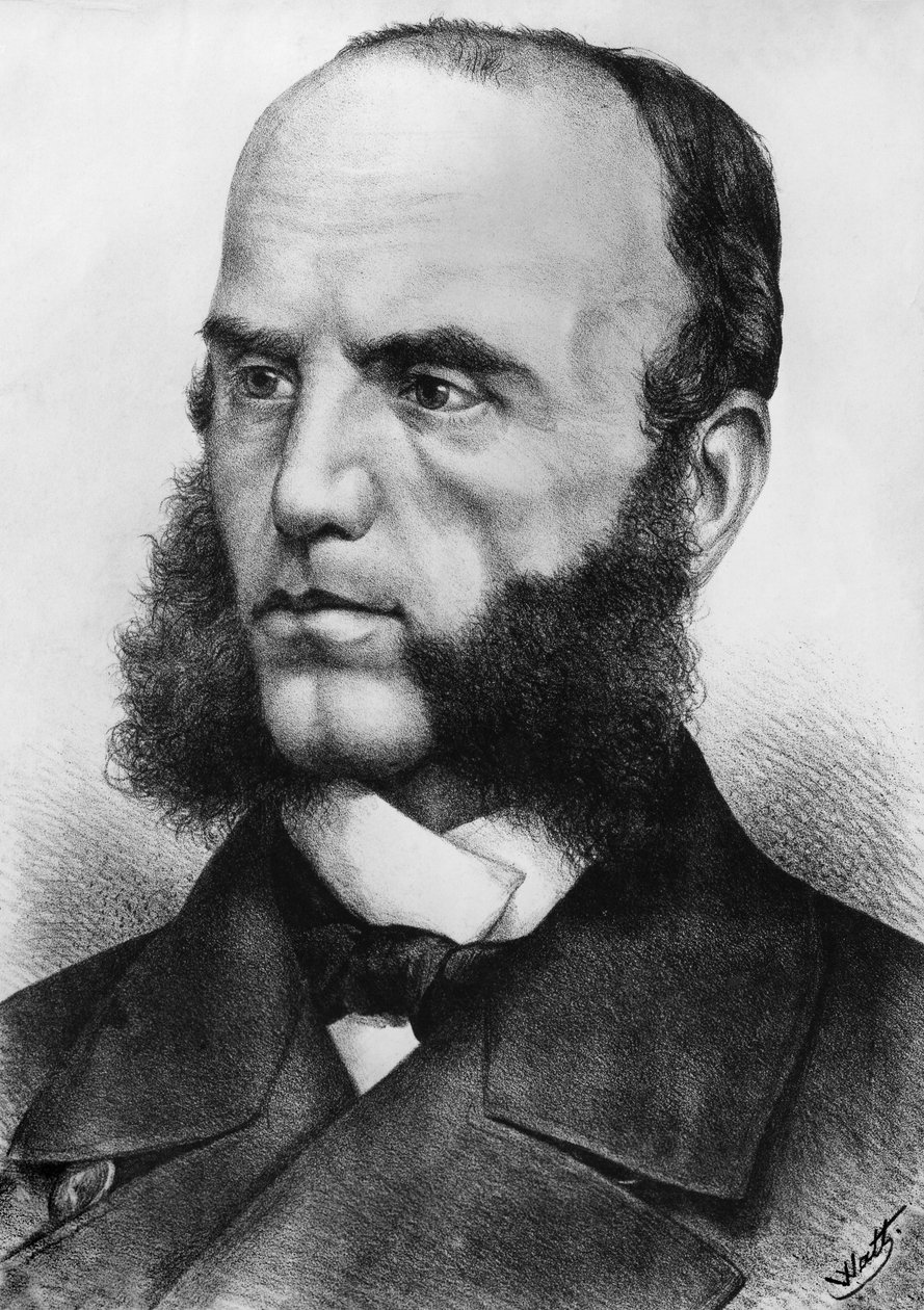Ritratto di Wilhelm von Tegetthoff, ammiraglio austriaco, comandante delle forze navali durante la Seconda Guerra dello Schleswig e la Guerra Austro-Prussiana da J.B. and Brown J. Rowbotham