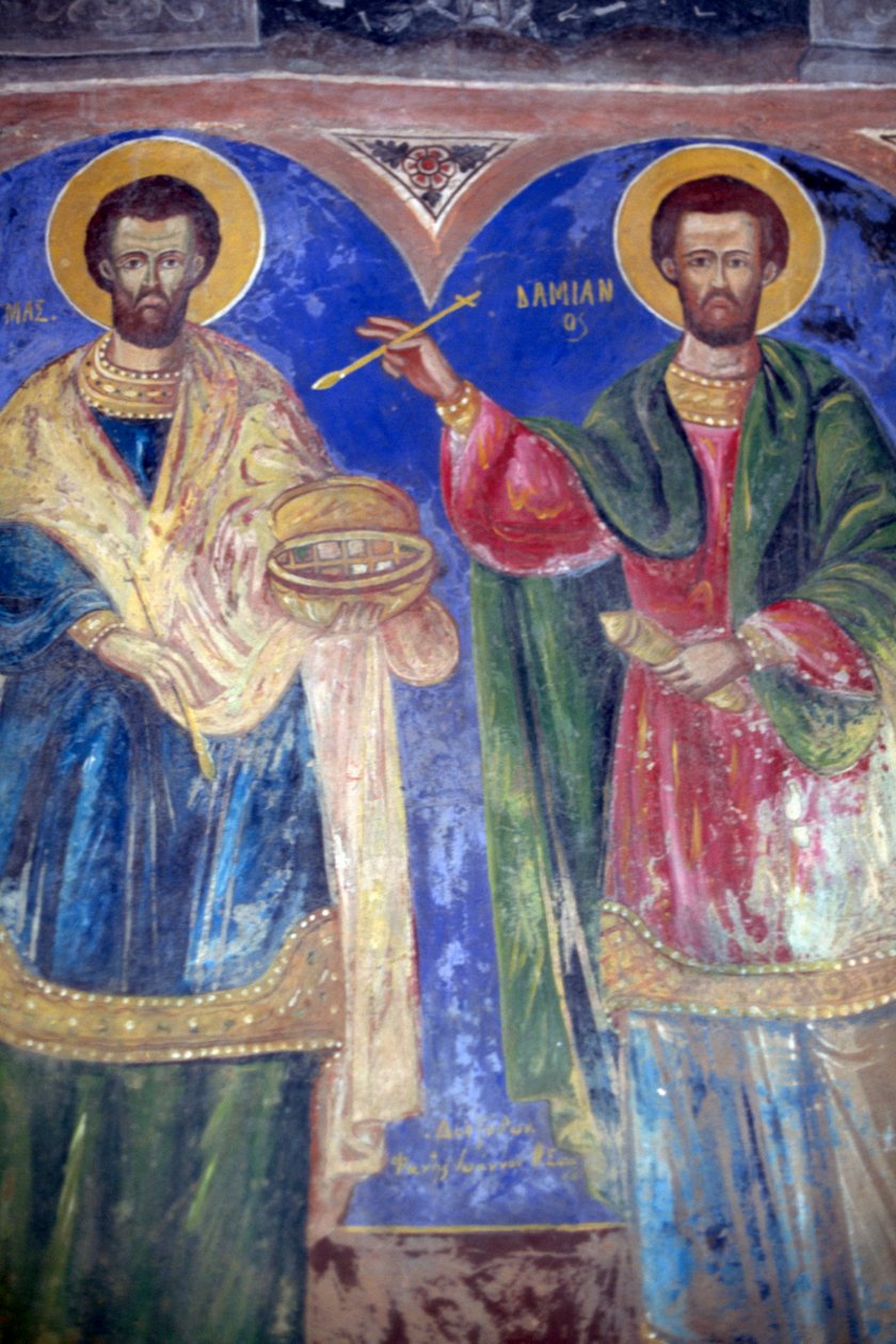 Santi Cosma e Damiano, Monastero di Megalo Sotiris, isola di Symi, Grecia (foto) da J.B. and Brown J. Rowbotham