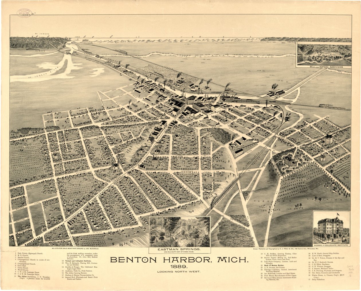 Benton Harbor, Mich. 1889 da C.J. Pauli and Co.