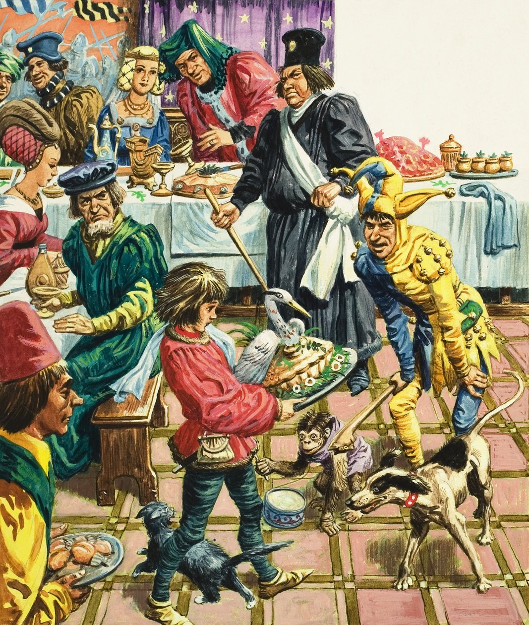 Un banchetto medievale (gouache su carta) da C.L. Doughty