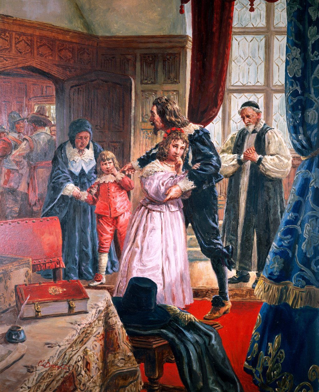 Carlo I - (1600-49) Il re martire che si congeda dai suoi figli (guazzo su carta) da C.L. Doughty