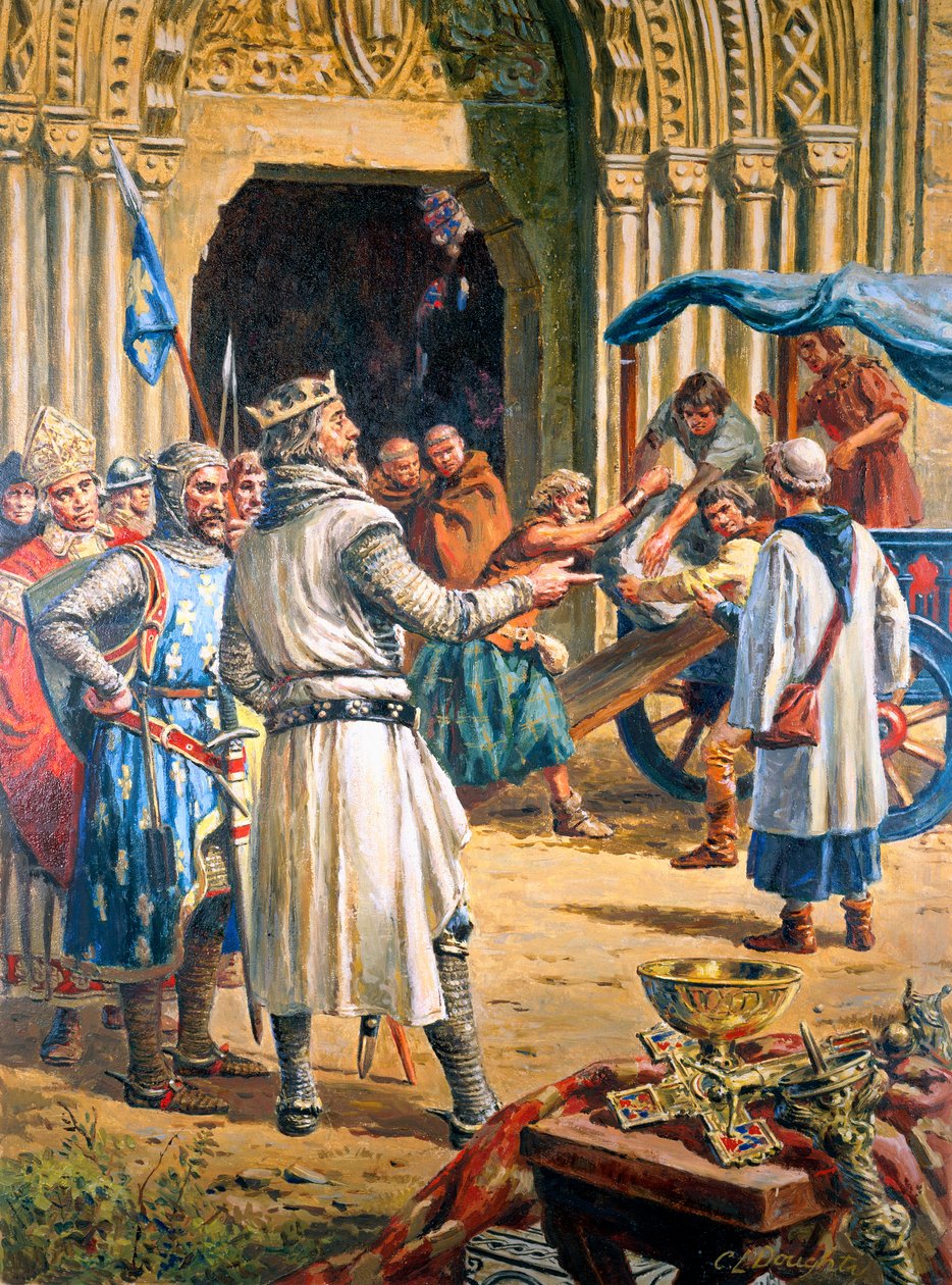 Edoardo I (1239-1307) Il martello degli scozzesi (guazzo su carta) da C.L. Doughty