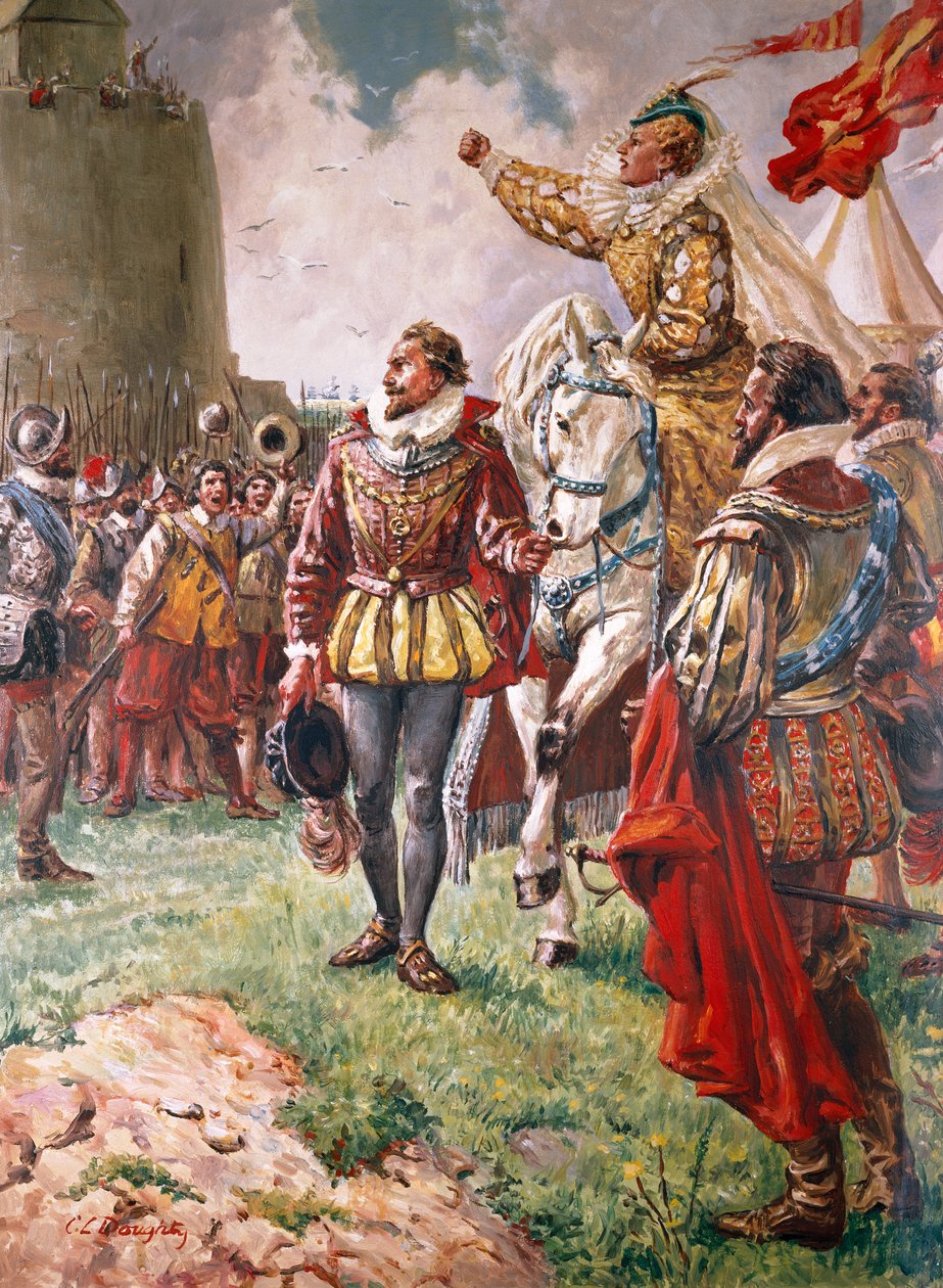 Elisabetta I (1533-1603) La regina guerriera (gouache su carta) da C.L. Doughty