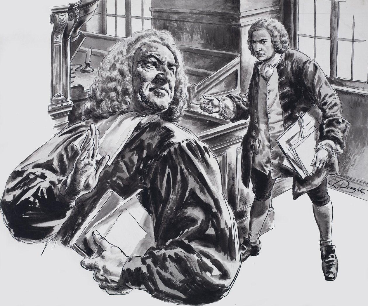 Johann Sebastian Bach (guazzo su carta) da C.L. Doughty