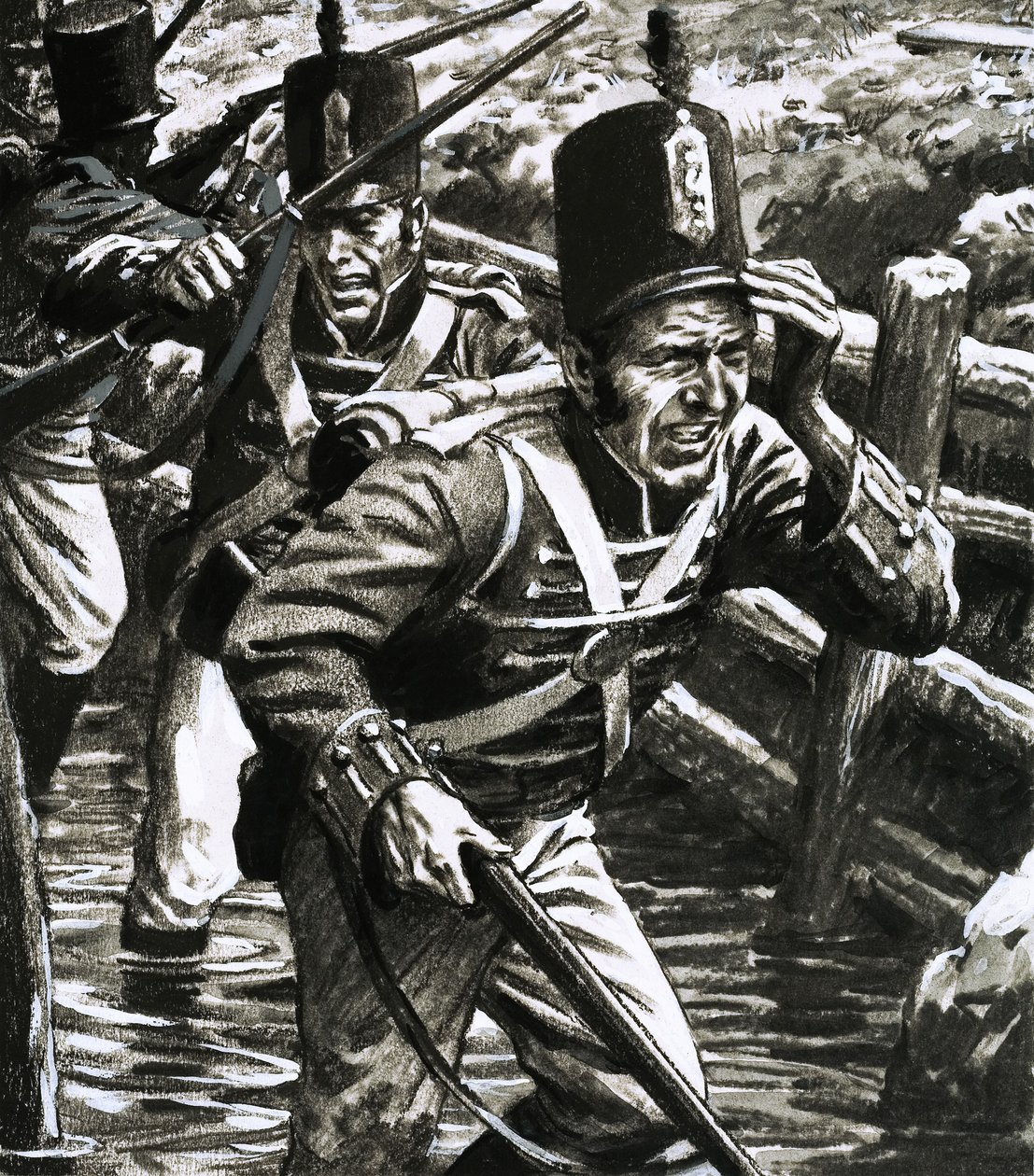 Soldati nelle linee britanniche allagate a Flushing da C.L. Doughty