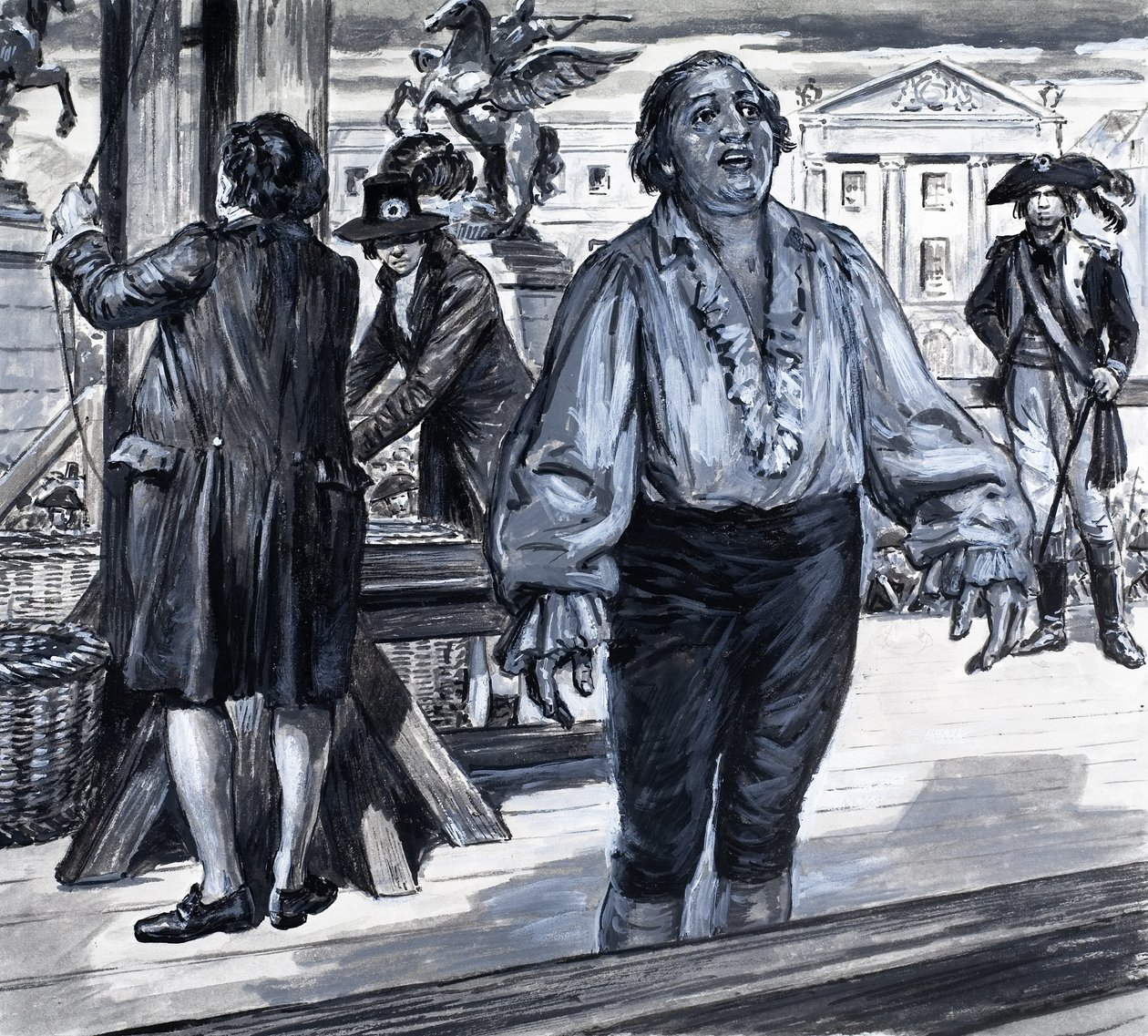Il giorno in cui morì la monarchia francese, da "La storia della Francia" (gouache su carta) da C.L. Doughty