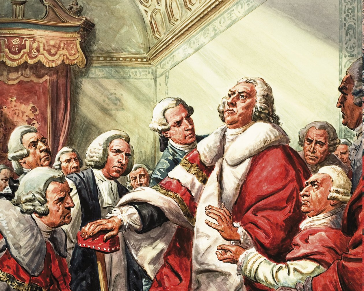 William Pitt pronuncia il suo ultimo discorso in Parlamento, nel 1778. da C.L. Doughty
