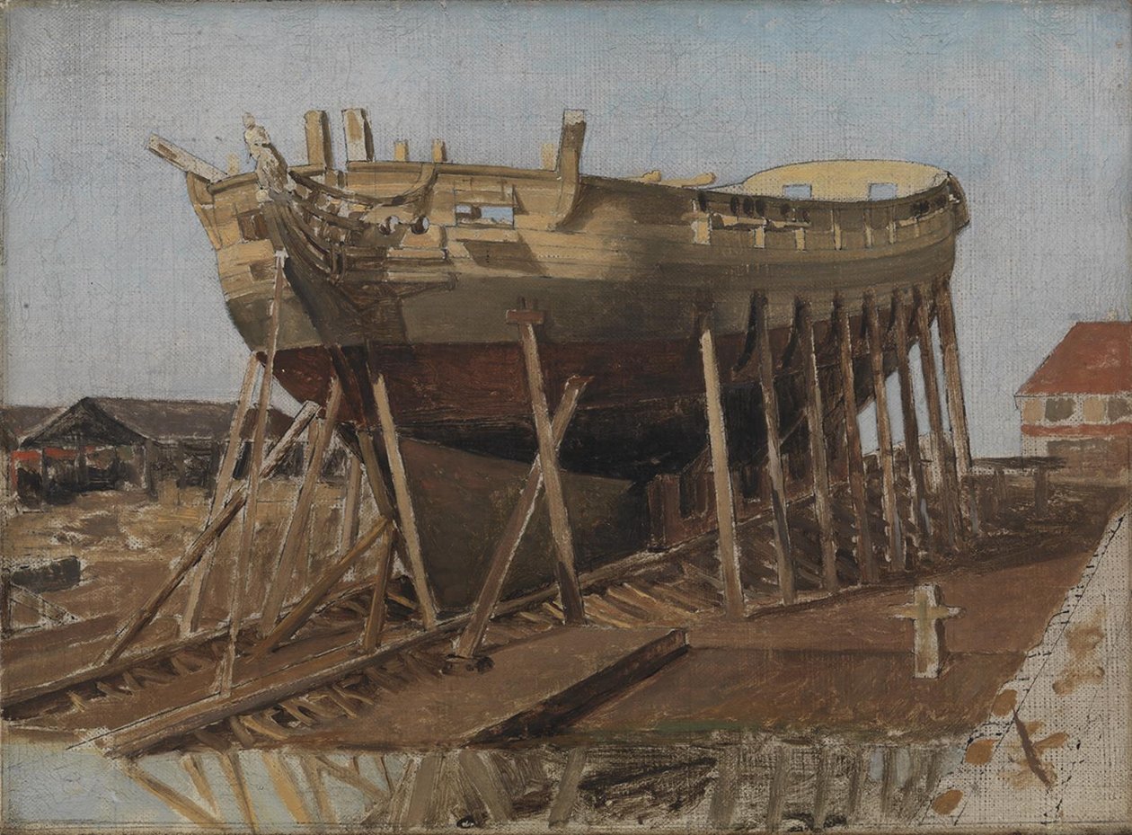 Una corvetta in costruzione. Copenaghen da Christoffer Wilhelm Eckersberg